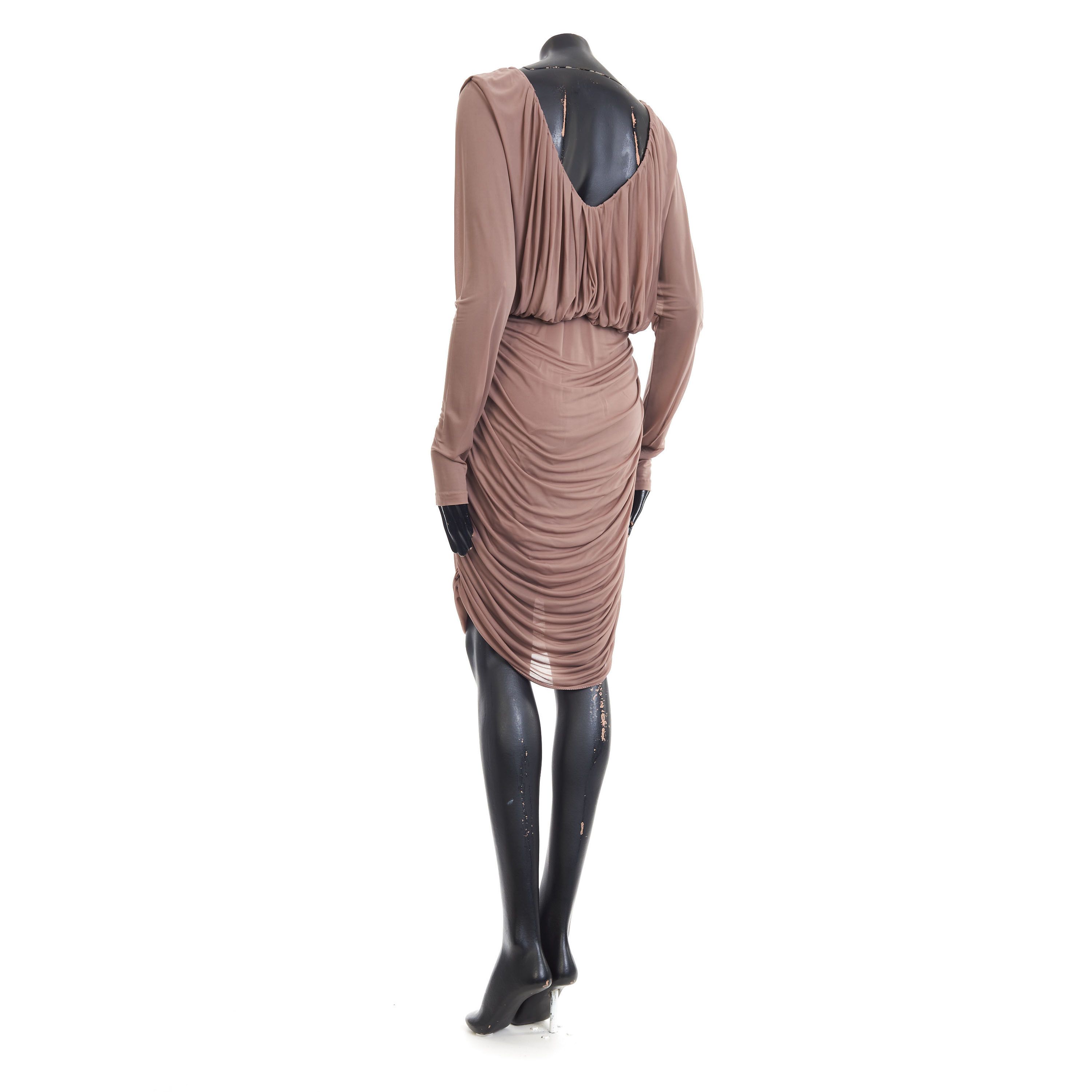 Saint Laurent Paris Brown Ruched Mini Dress Size M / US 6-8 / IT 42-44 - 4 Thumbnail
