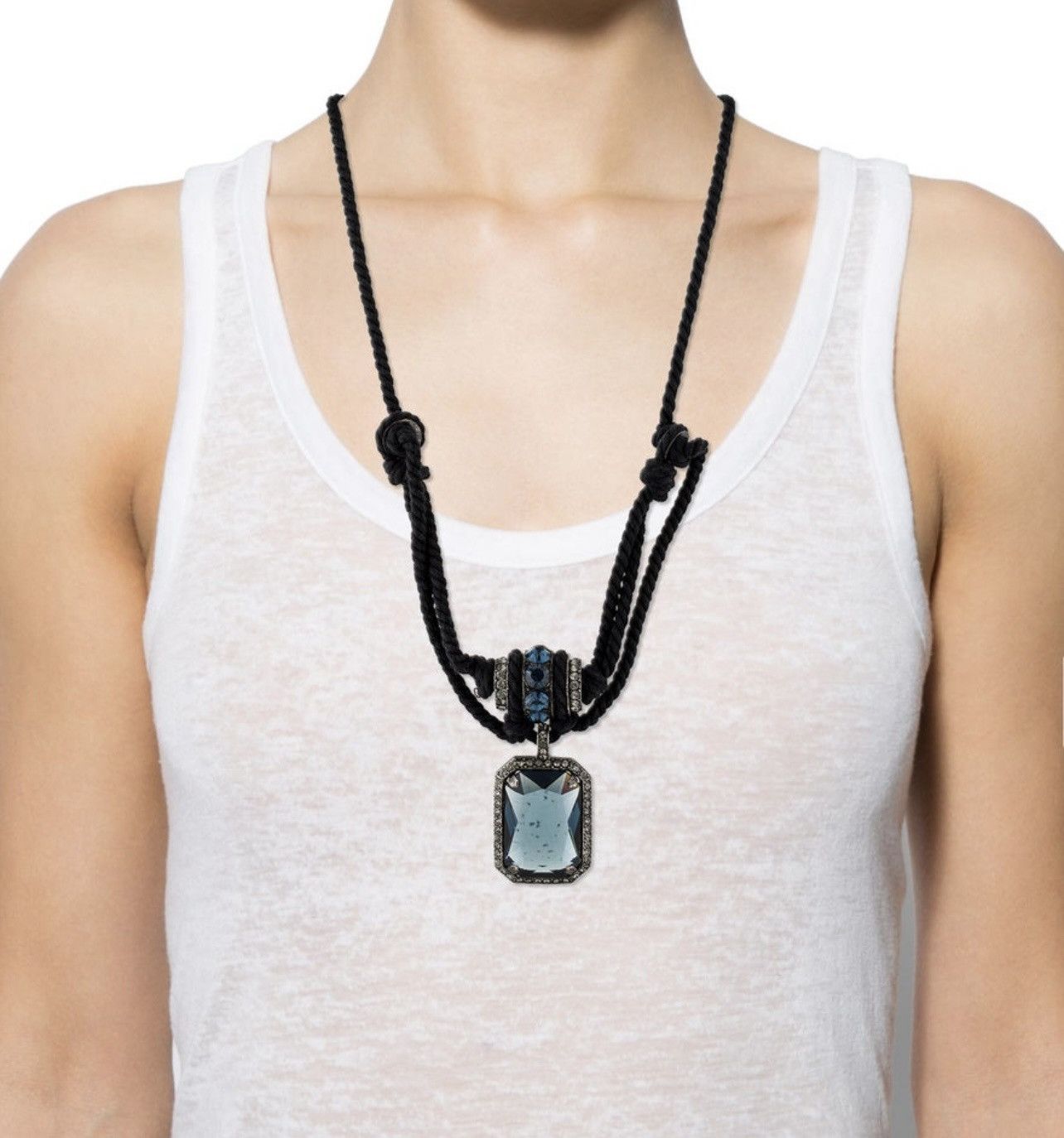 Lanvin Lanvin blue crystal pendant statement necklace Size ONE SIZE - 2 Thumbnail