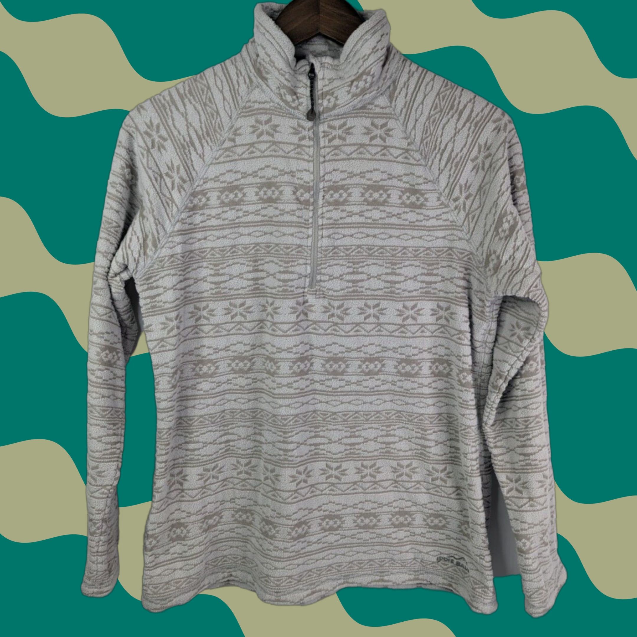 Eddie Bauer Eddie Bauer Sweater Women's Medium White Aztec Fair Isle Print 1/4 Zip Pullover Size M / US 6-8 / IT 42-44 - 1 Thumbnail