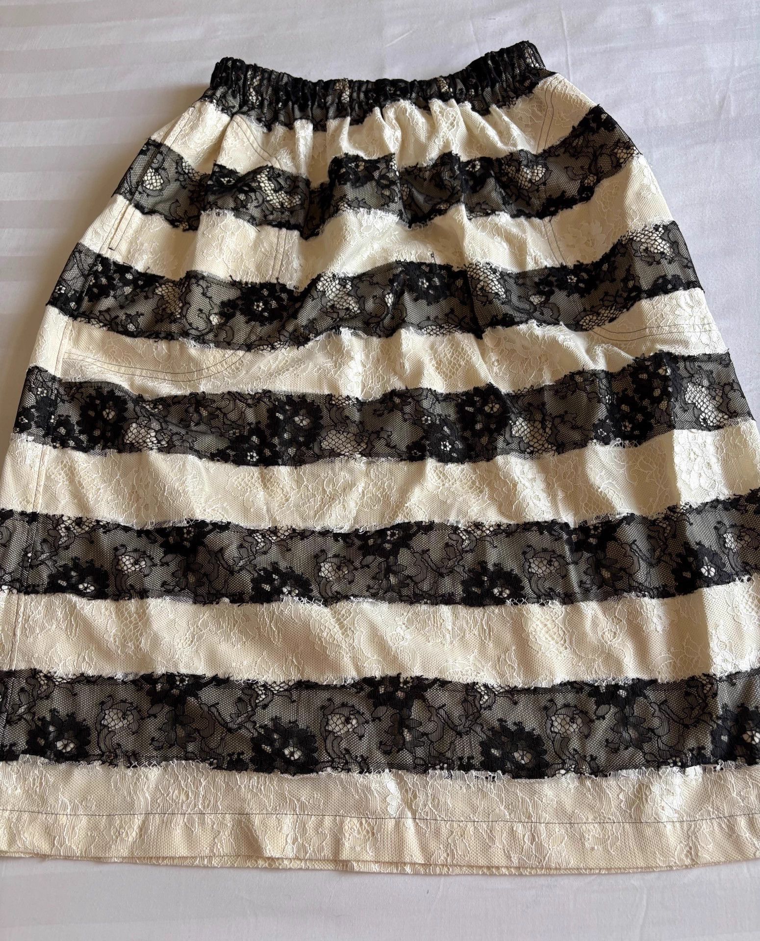 Junya Watanabe JUNYA WATANABE black white lace colorblocked skirts M Size 27" / US 4 / IT 40 - 4 Thumbnail