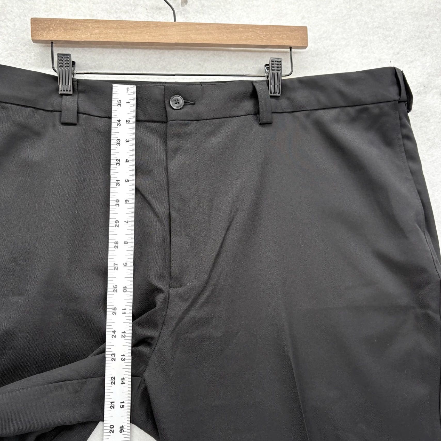 Vintage Oak Hill Dress Pants Mens 48x30 Black Wrinkle Resistant Big & Tall Polyester Microfiber Flat Front Front Zip Pockets Solid Business Slim Mens Size US 32 / EU 48 - 7 Thumbnail