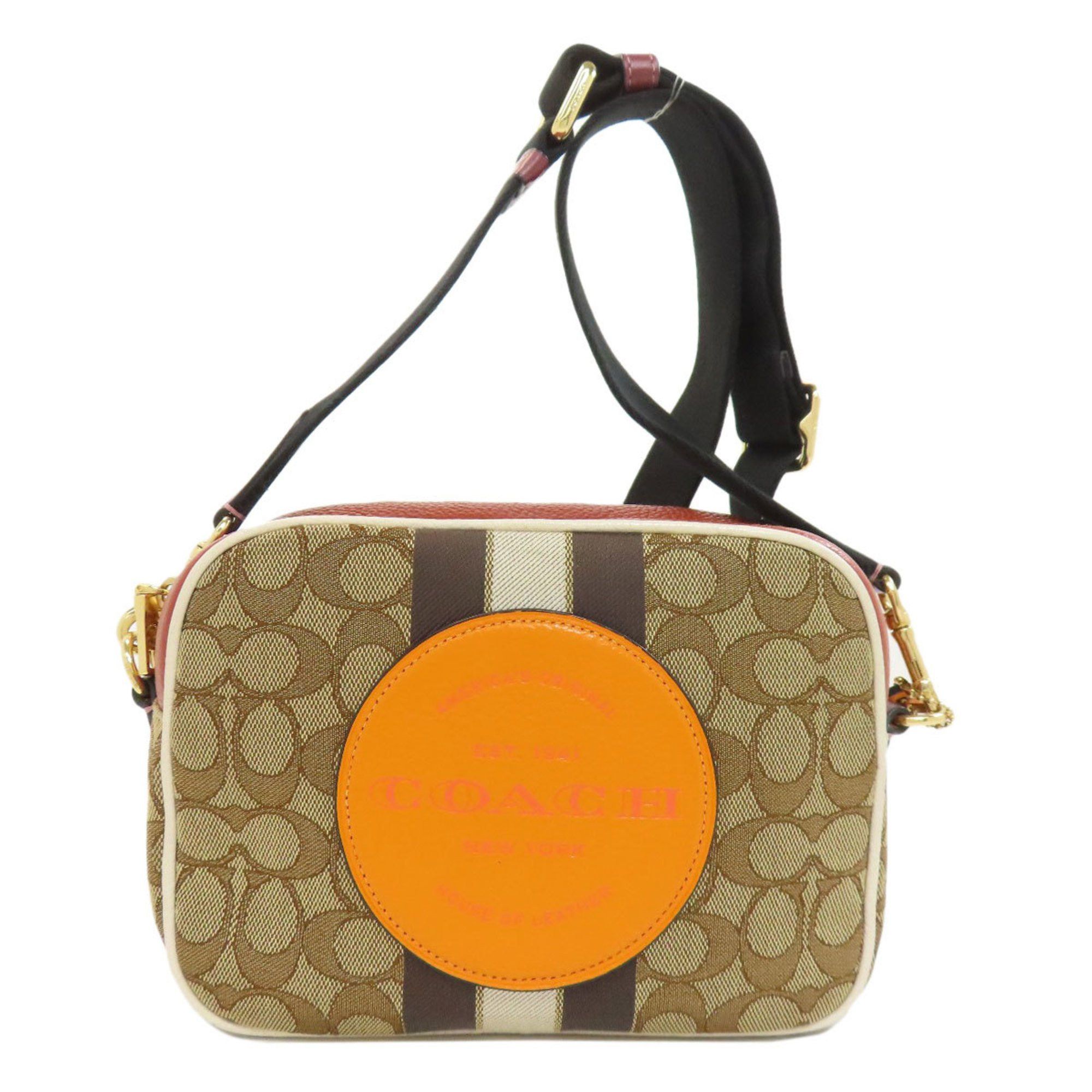 Coach 1912 Dempsey Camera Bag Heritage Stripe Shoulder Canvas Women's Coach in Brown