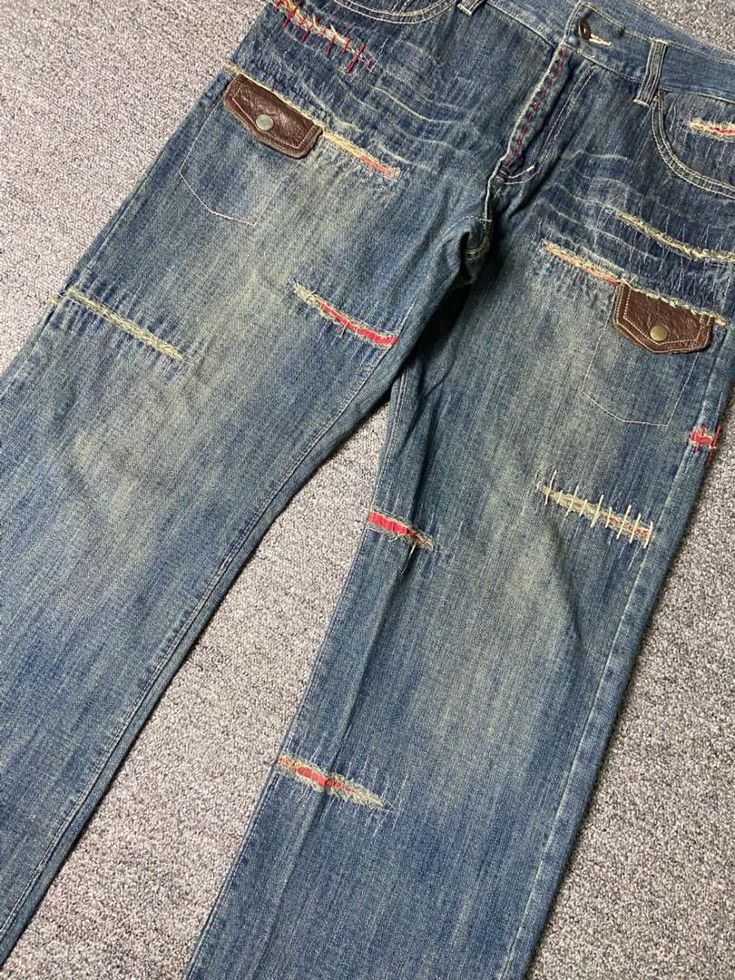 Japanese Brand 🔥 INTERNATIONALE Distressed Patchwork Denim Pants 🔥 (136) Size US 35 - 12 Thumbnail