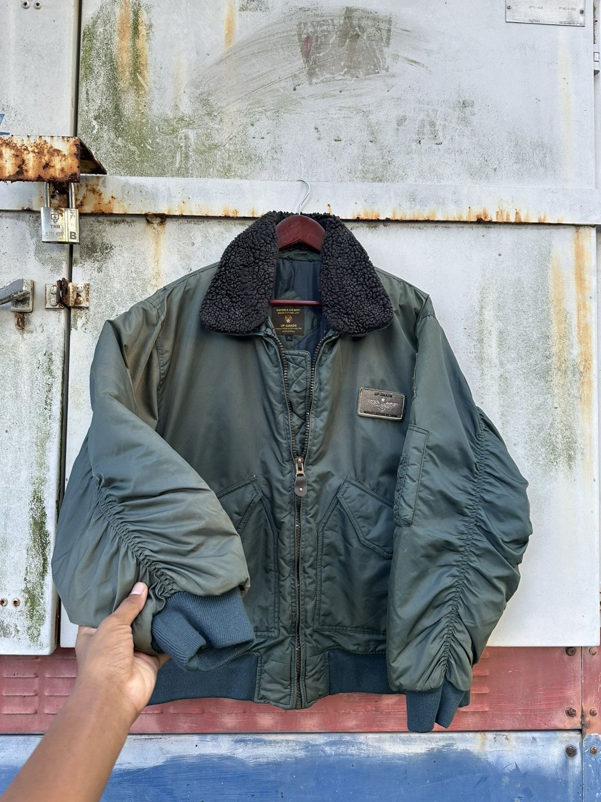 Vintage 🪖Vintage Faded US ARMY MEN’S Flying Bomber Jacket Size US XL / EU 56 / 4 - 8 Thumbnail