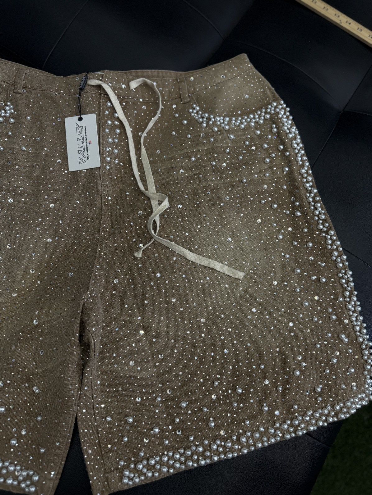 Vale Valley Rhinestone Crystal Shorts Denim Tan Size 40 Size US 40 / EU 56 - 5 Thumbnail