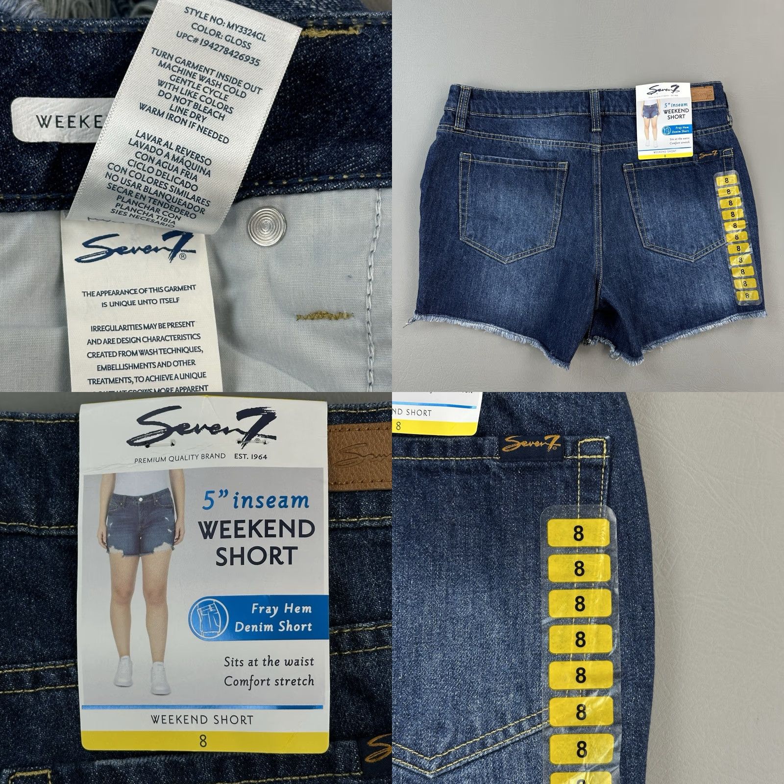 Vintage Seven7 Weekend Shorts Women’s 8 Dark Wash Fray Hem Distressed Outdoor NWT Size 30" / US 8 / IT 44 - 8 Thumbnail