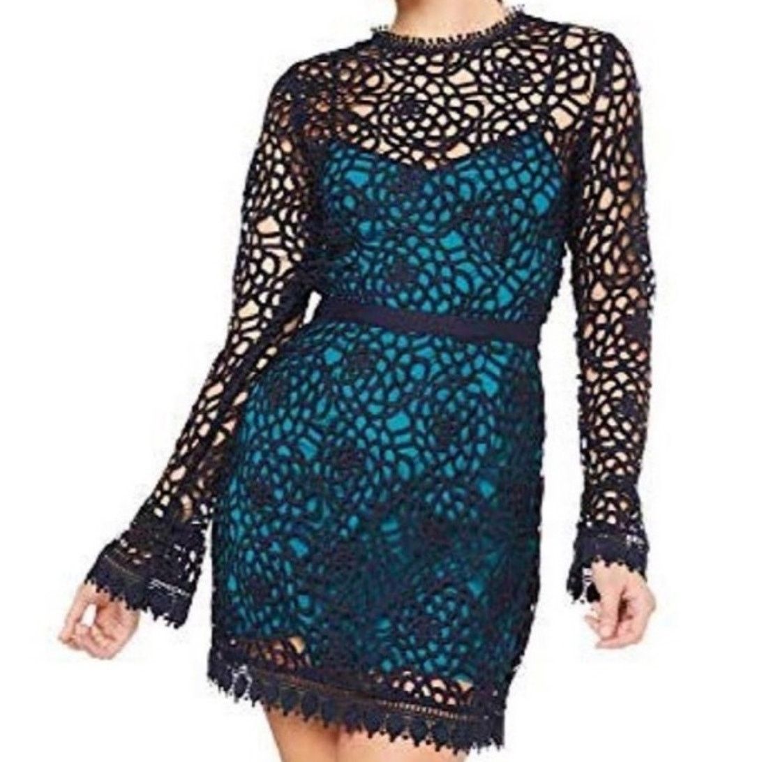 Nordstrom NEW Talulah Roseate Teal Mini Lace Cocktail Dress Small Size S / US 4 / IT 40 - 1 Thumbnail
