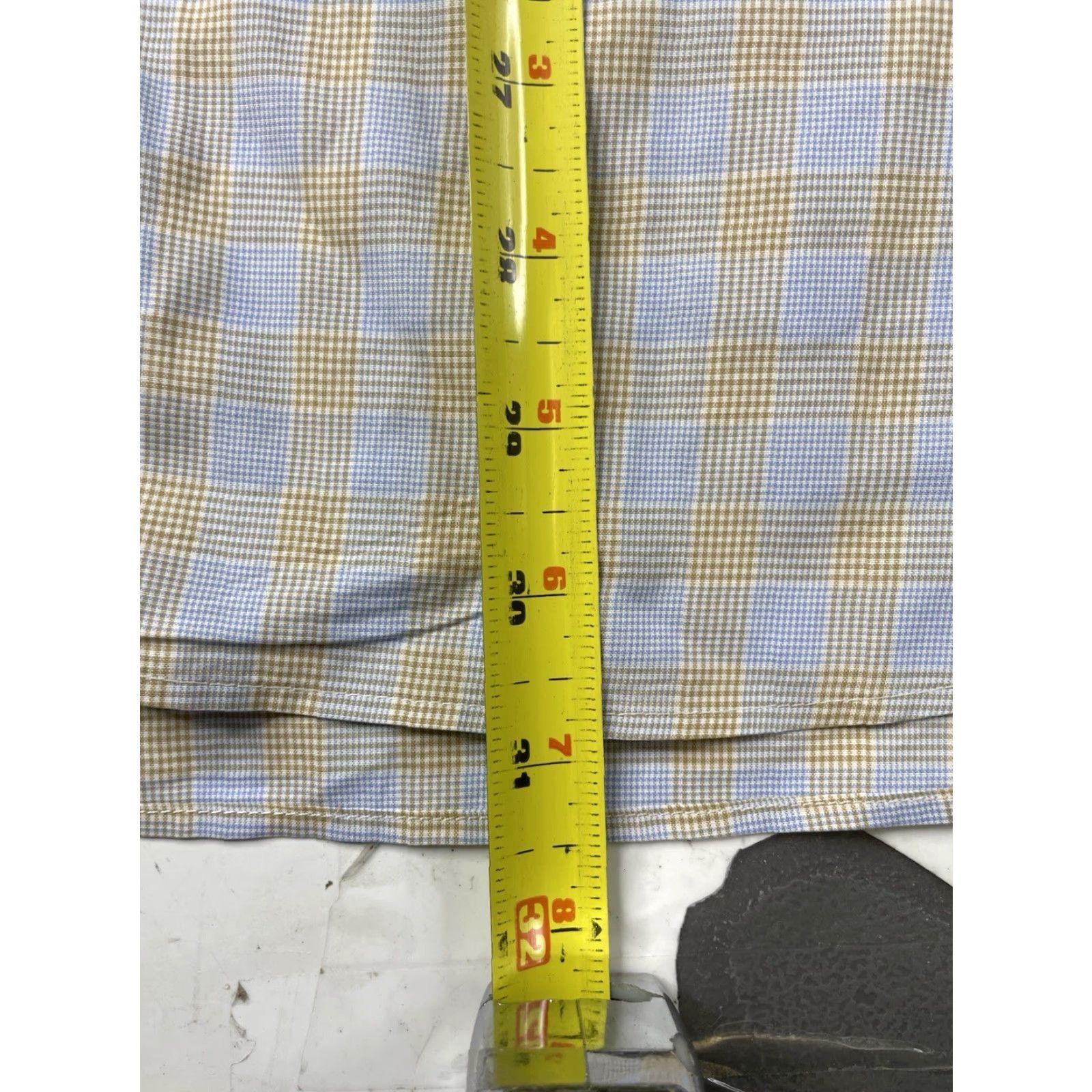 Sid Mashburn Sid Mashburn Dress Shirt Mens 16 35 Blue Yellow Plaid Checks Long Sleeve Cotton Regular Spread Collar Mens Size 42R - 4 Thumbnail