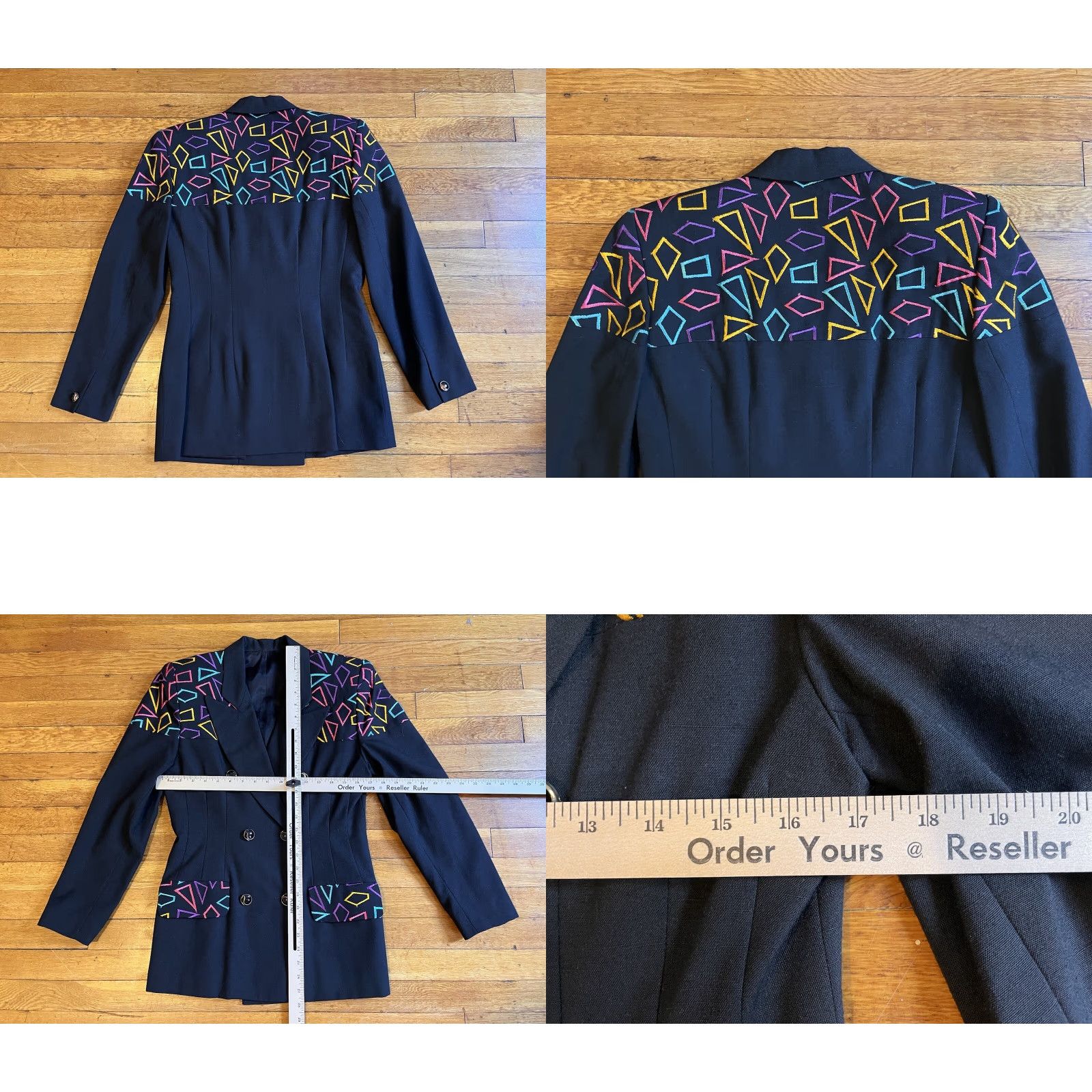 Vintage VINTAGE Rafael Skirt Suit Women’s 6 Black 90s Size 28" / US 6 / IT 42 - 8 Thumbnail
