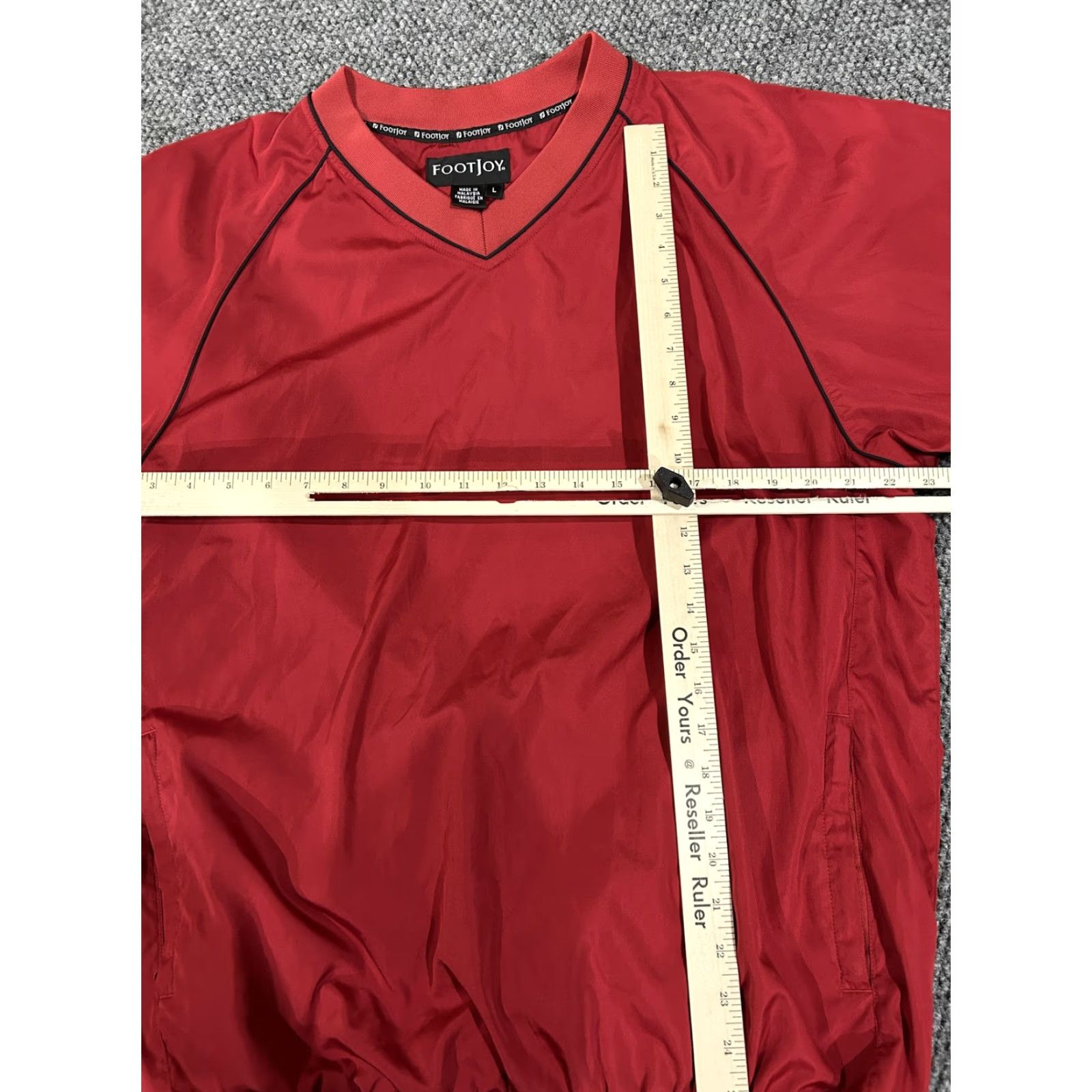Footjoy FootJoy Jacket Mens Large Red Short Sleeve Windbreaker Pullover V Neck Golf Pockets Elastic Waist Size US L / EU 52-54 / 3 - 6 Thumbnail