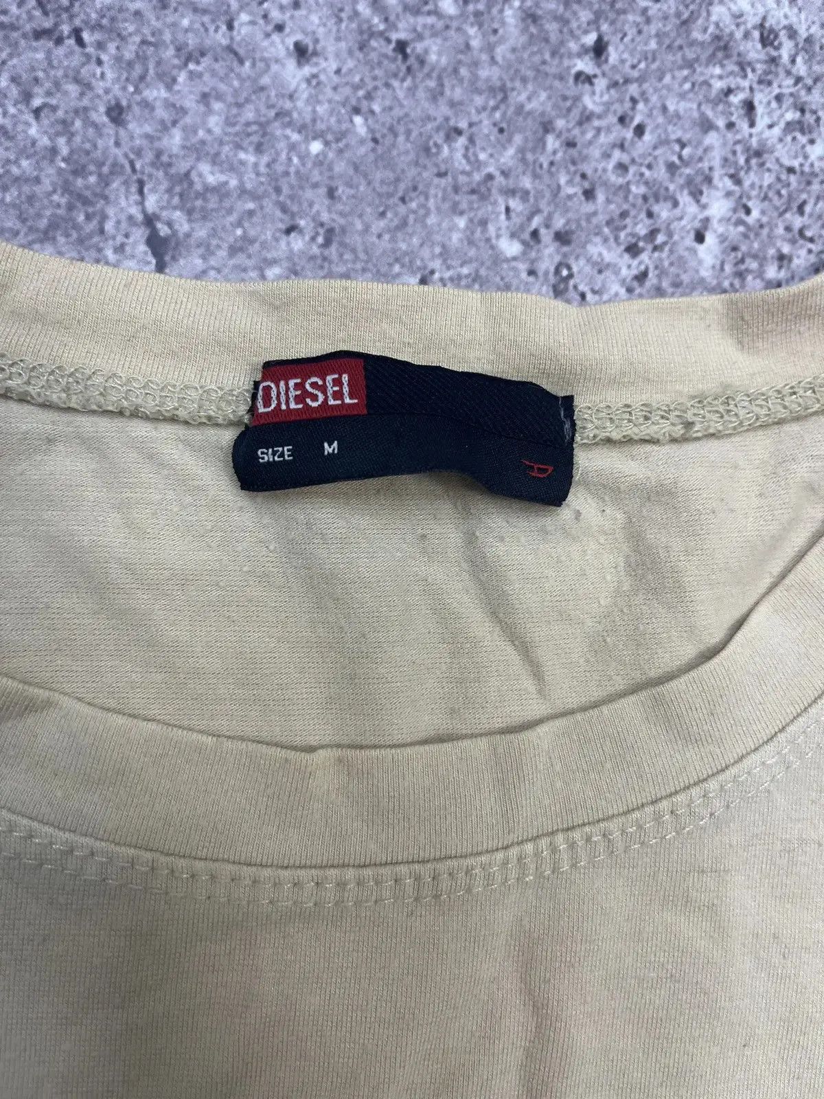 Diesel × Vintage Vintage Diesel Division Distressed Logo Tee Beige Size M Size US M / EU 48-50 / 2 - 2 Thumbnail