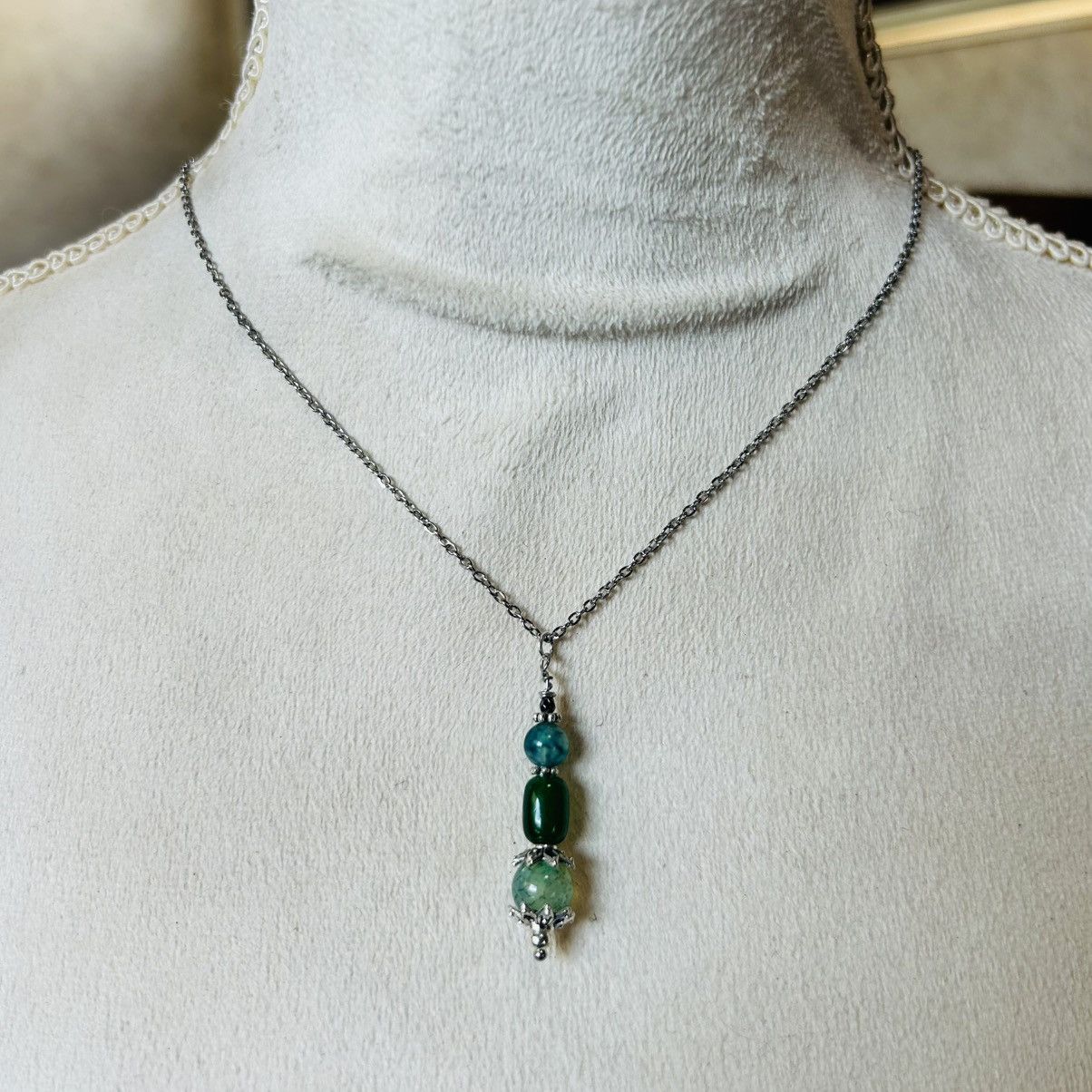 Handmade Handcrafted dragon vein agate cat eye hematite necklace Size ONE SIZE - 3 Thumbnail