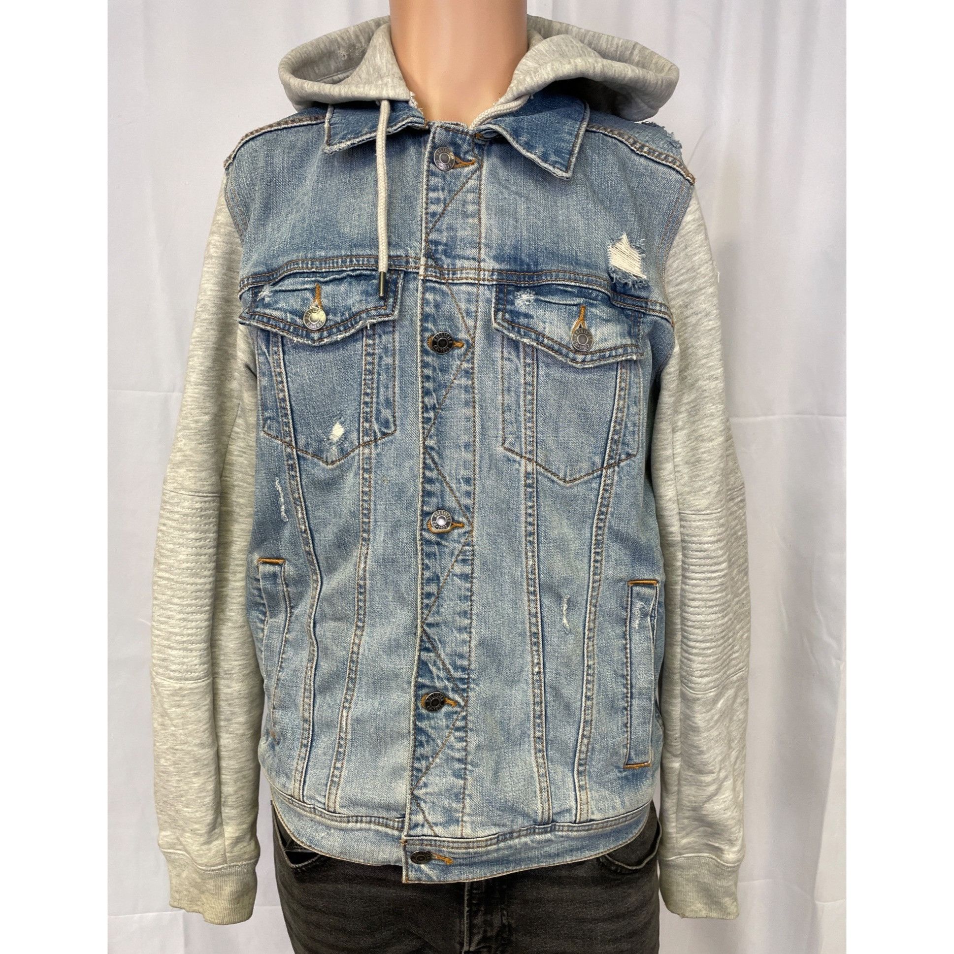 Hollister Hollister Men's Blue /Gray Denim Hoodie Jacket Size M SKU 57 Size US M / EU 48-50 / 2 - 2 Thumbnail