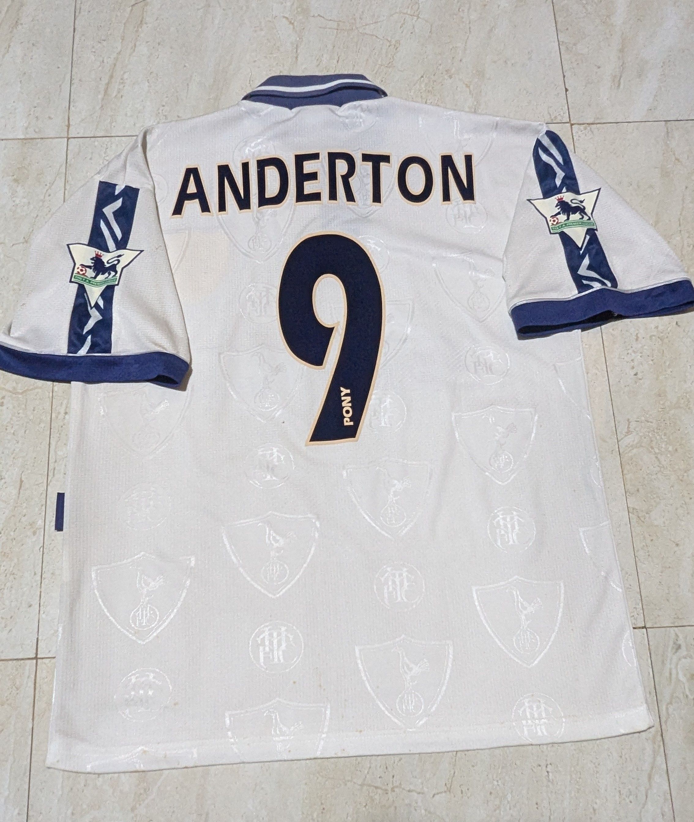 PONY Tottenham Hotspur 1995 home Anderton jersey football shirt Size US L / EU 52-54 / 3 - 2 Thumbnail