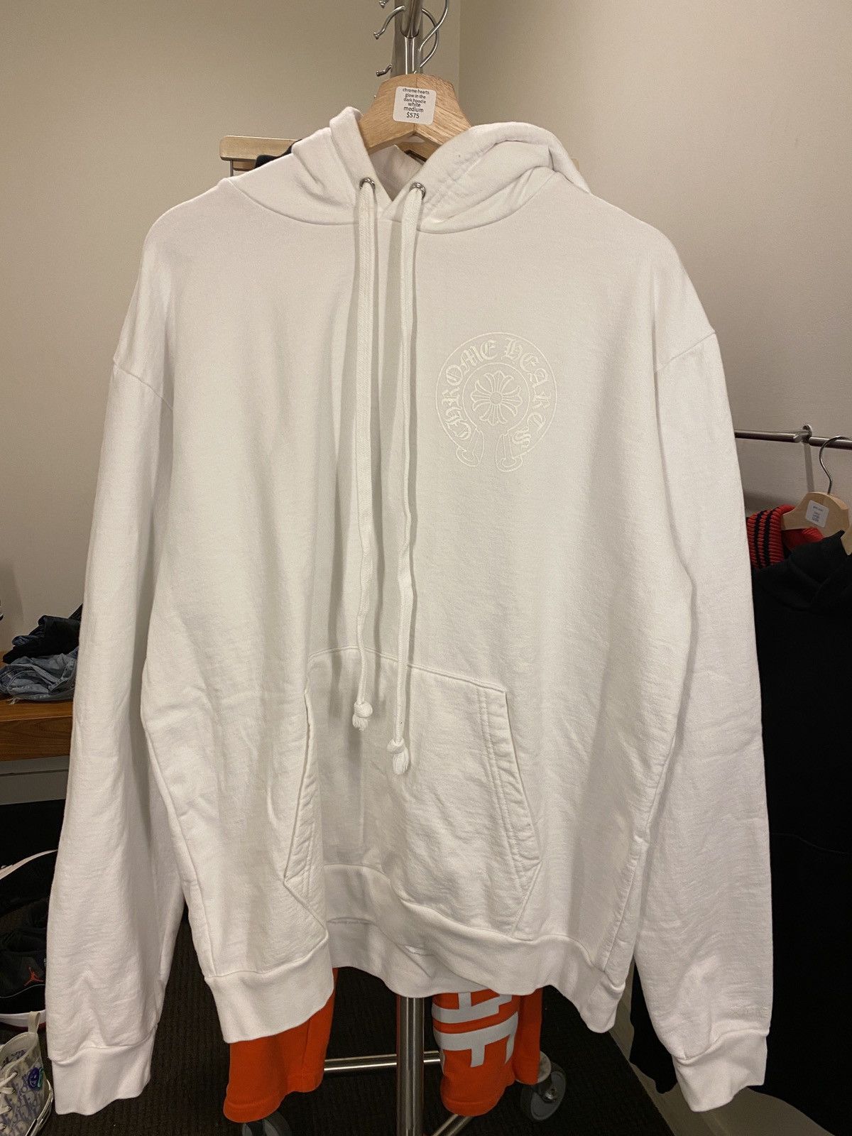 image of Chrome Hearts Glow In The Dark Logo Hoodie M in White, Men's (Size Medium)