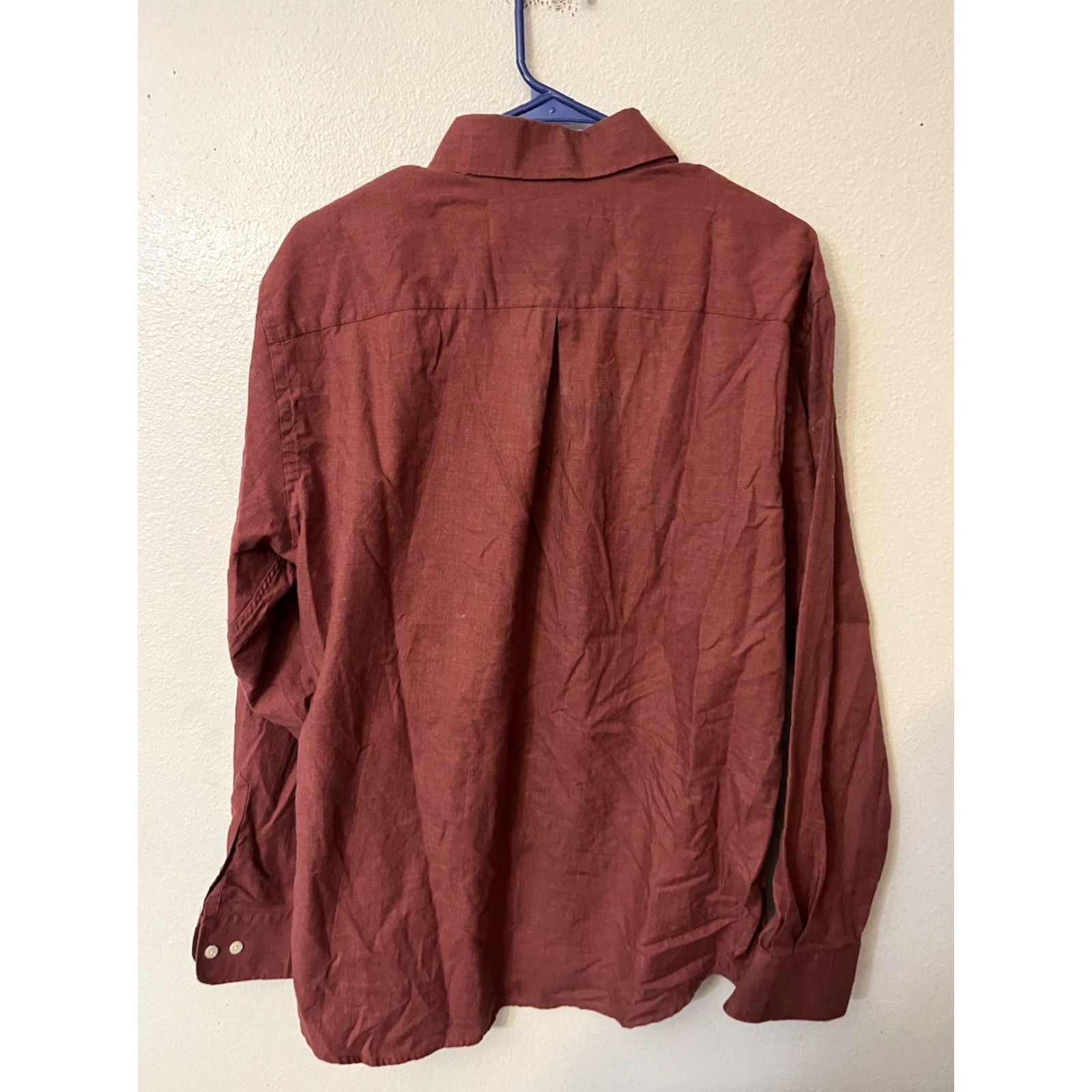 Dockers DOCKERS Solid Button-Up Shirt Men's Large Maroon Red Long Sleeve Casual Workwear Size US L / EU 52-54 / 3 - 3 Thumbnail