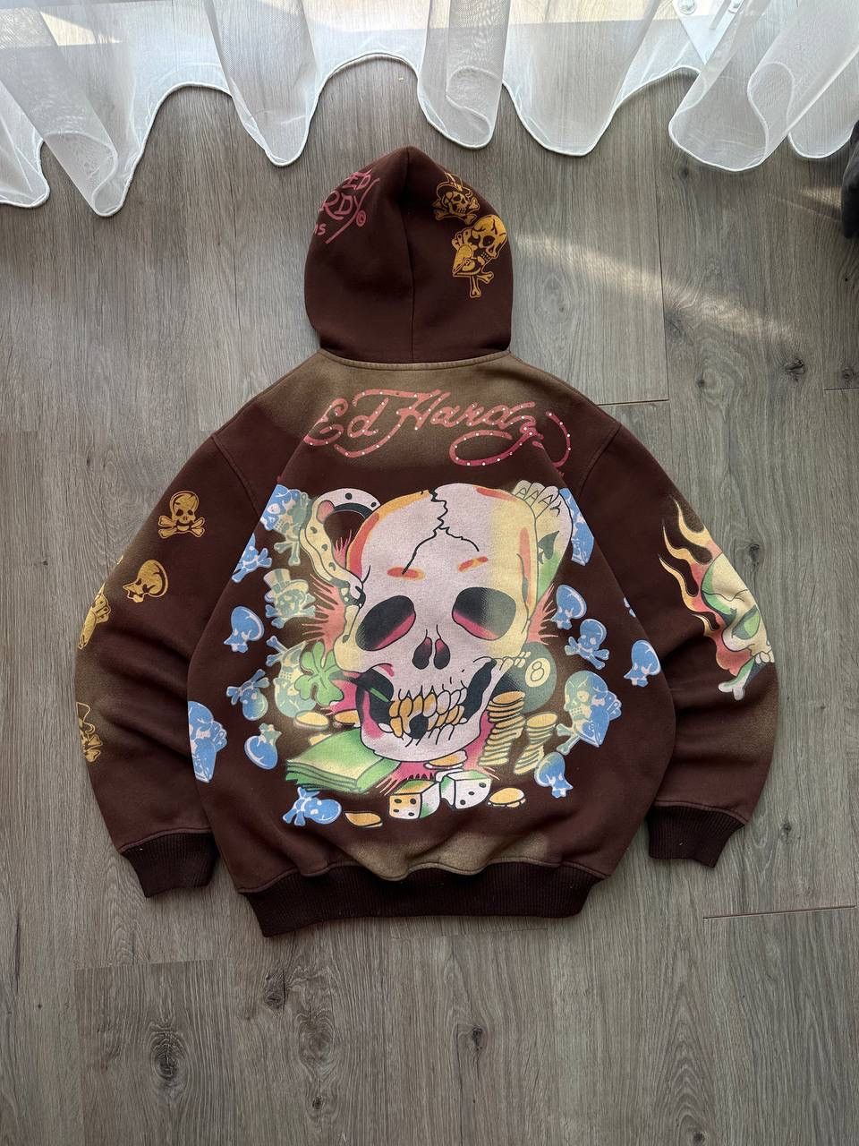 Christian Audigier × Ed Hardy × Vintage Vintage Ed Hardy Christian Audigier Brown Hoodie Size US XL / EU 56 / 4 - 9 Thumbnail