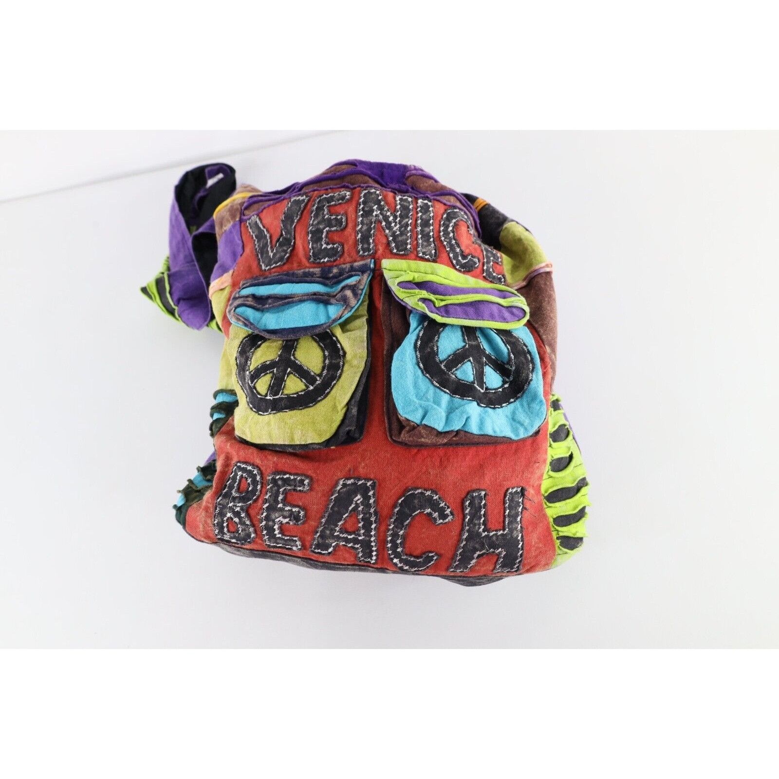 Vintage Vintage 90s Acid Wash Rainbow Peace Sign Venice Bag Size ONE SIZE - 6 Thumbnail