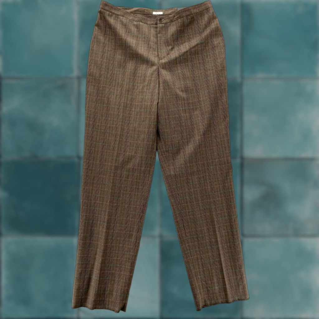 Apt. 9 Apt. 9 The Wallace Pant Women's 16 Classic Fit Brown Plaid Wool Blend Unhemmed Pant Size 38" / US 16 / IT 52 - 1 Thumbnail