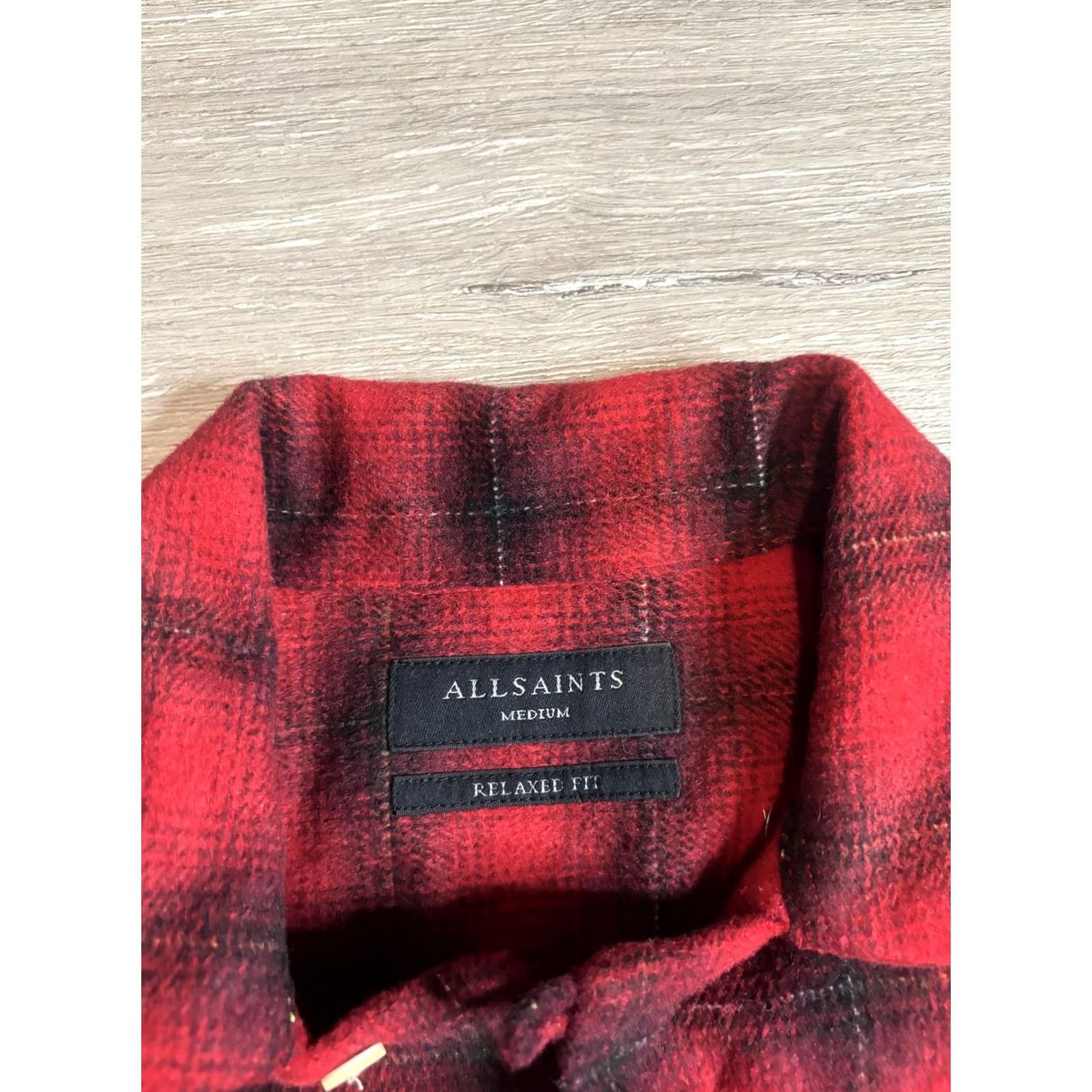 Allsaints AllSaints Shirt Mens Medium Red Flannel Long Sleeve Beyond The Waves Embroidered Plaid Button-Up Casual" Size US M / EU 48-50 / 2 - 3 Thumbnail