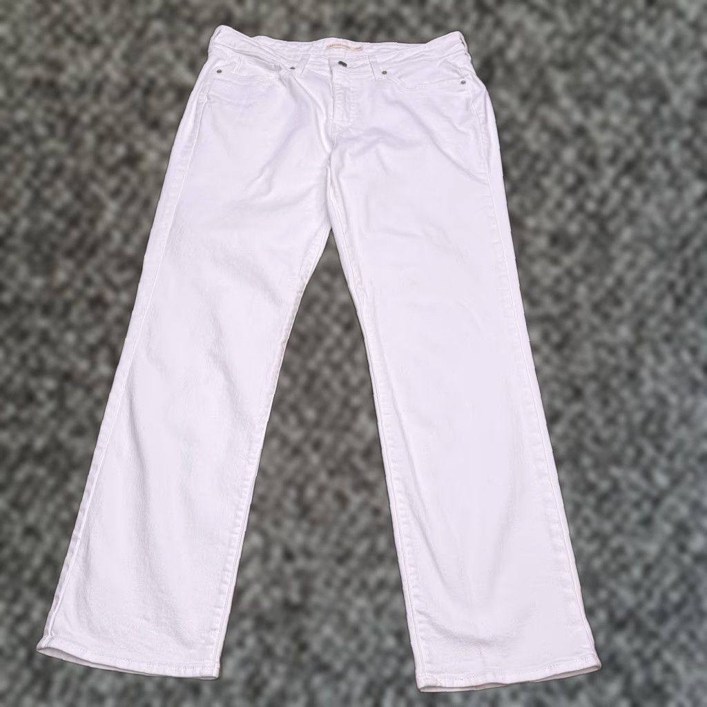Levi's Levi's 414 Classic Straight Jeans Womens 18W White High Rise Stretch Size 40" / US 18 - 1 Thumbnail