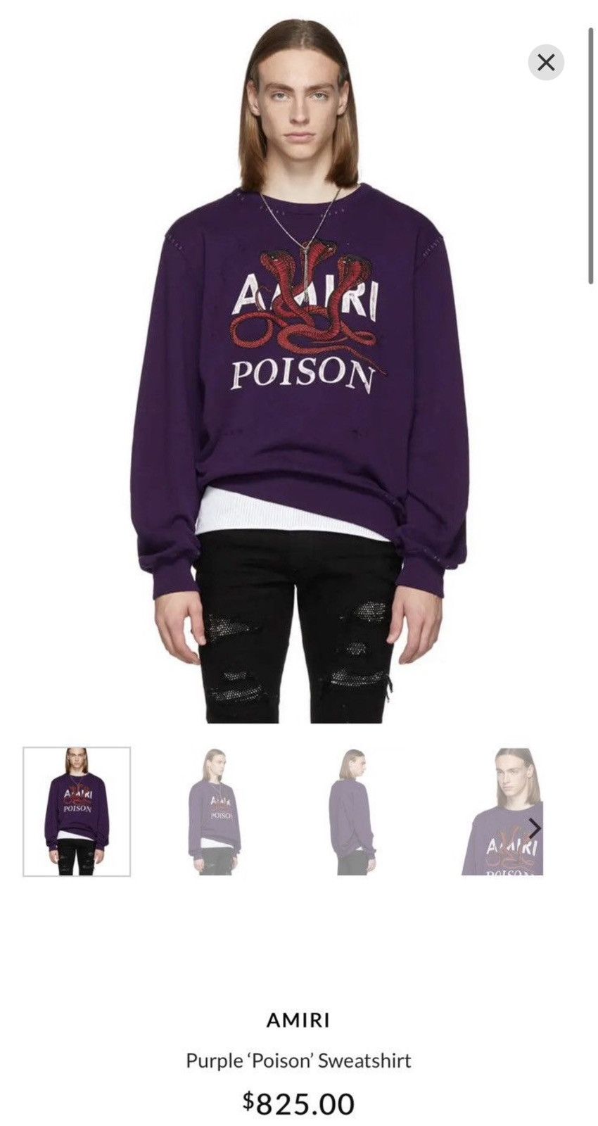 Amiri Amiri Poison Distressed Sweatshirt Size US M / EU 48-50 / 2 - 2 Thumbnail