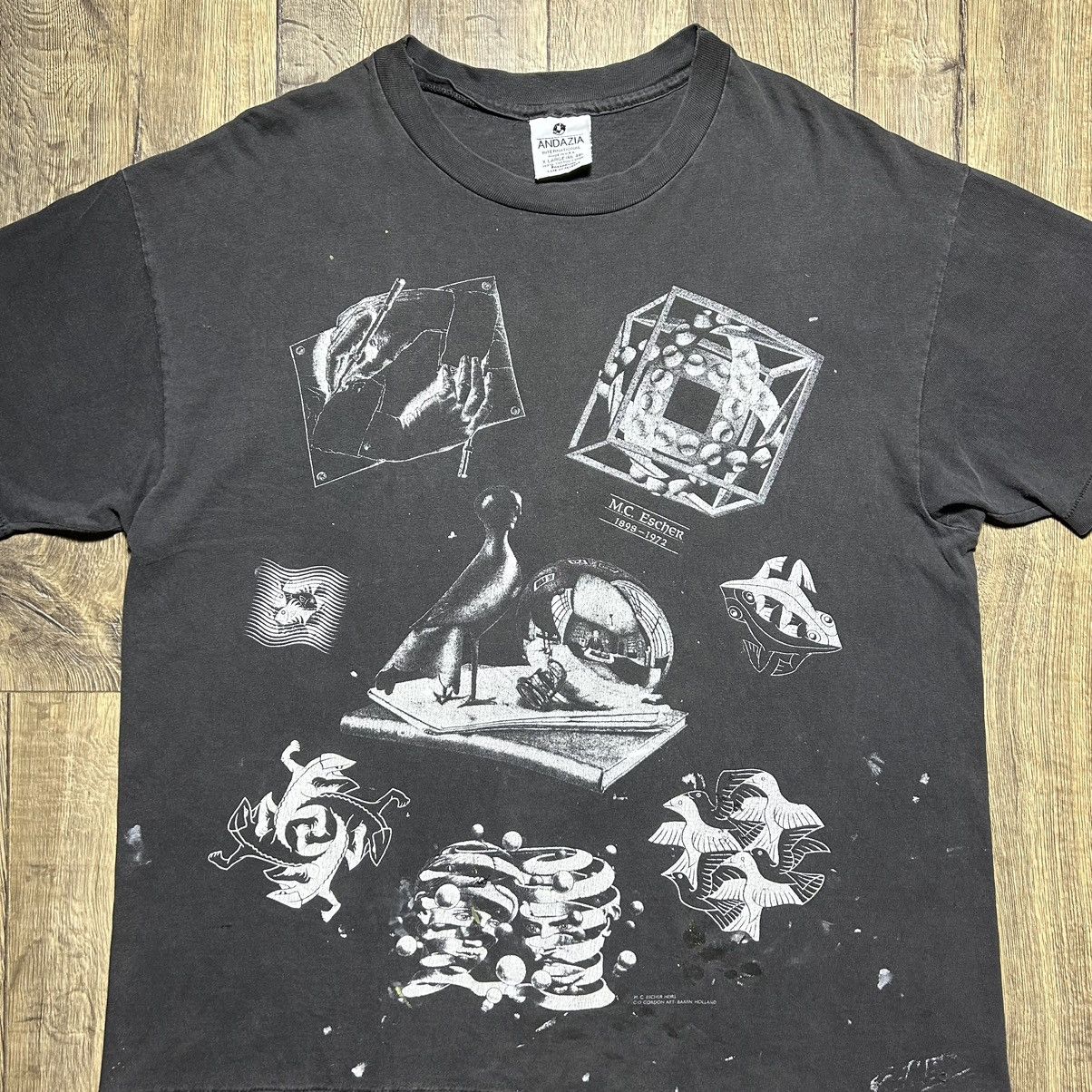 Vintage Vintage MC Escher Shirt Mens XL Black 1991 All Over Print Size US XL / EU 56 / 4 - 2 Thumbnail