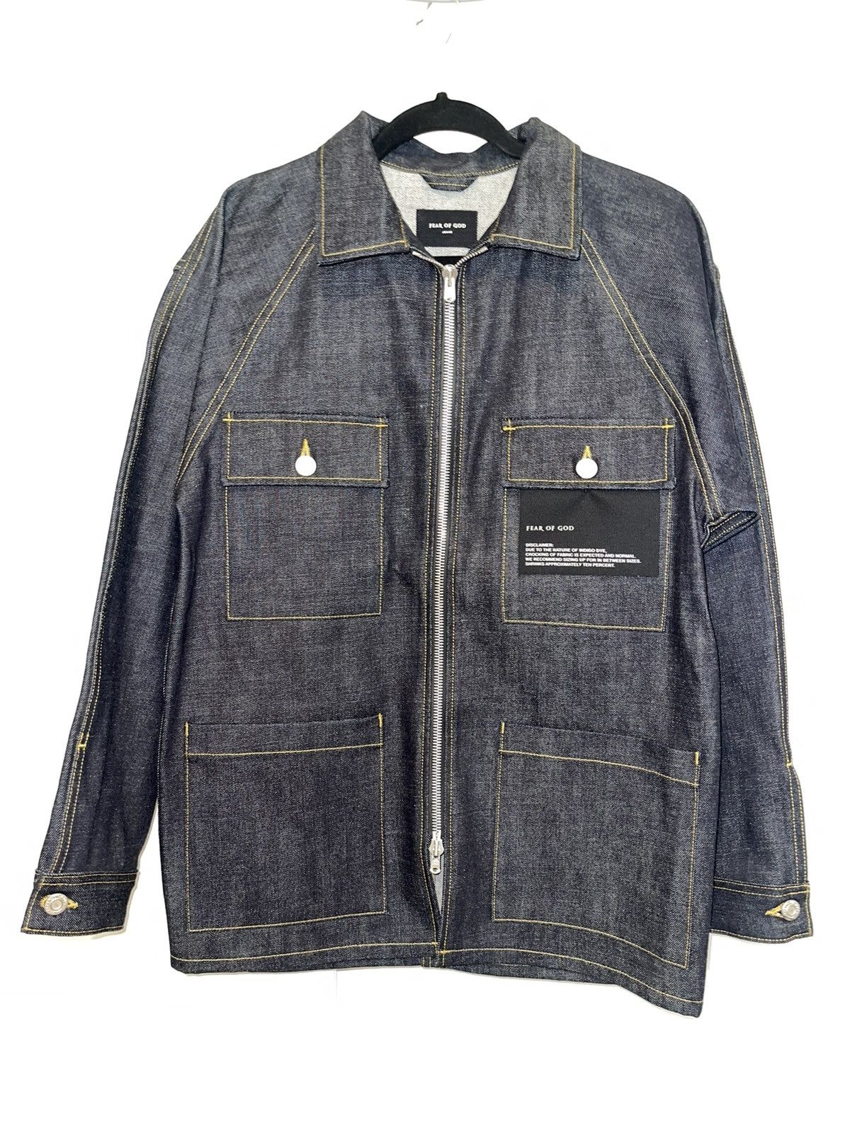 Image of Fear Of God 5Th Collection Raw Selvedge Denim Jacket in Indigo, Men's (Size XS)