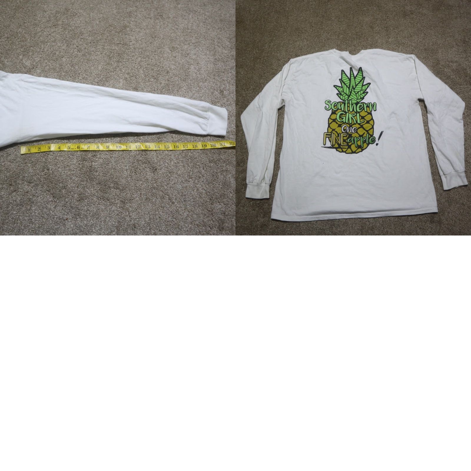 Vintage Southern Girl Shirt Adult Women's L White Love 90s Pineapple Tee T-Shirt Girls Womens Size L / US 10 / IT 46 - 8 Thumbnail