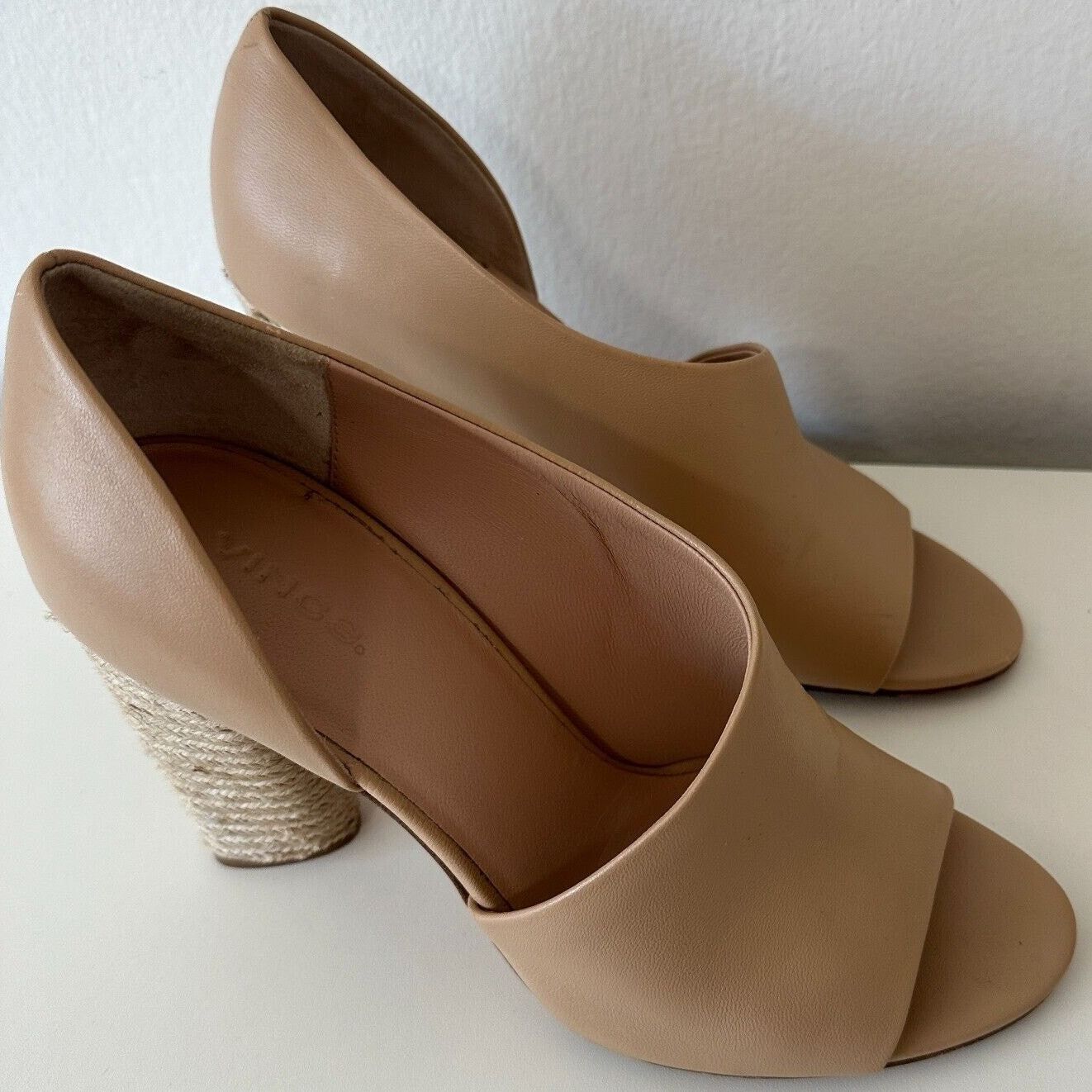 Vince VINCE Percey Taupe Leather Open Toe Jute Wrapped Heels 8.5 Size US 8.5 / IT 38.5 - 5 Thumbnail