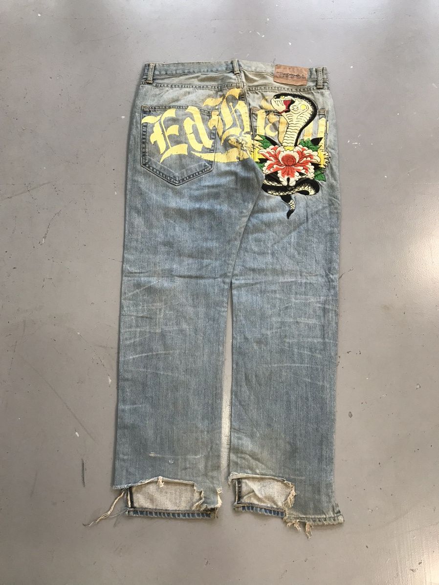 Christian Audigier × Ed Hardy × Vintage Vintage Edhardy SpellOut printed snake 🐍 embroidered denim Size US 36 / EU 52 - 1 Thumbnail
