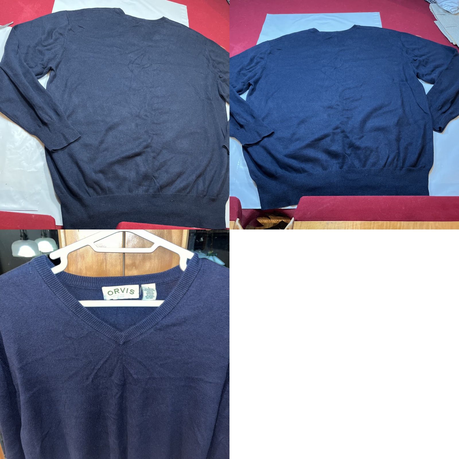 Orvis Orvis Sweater Mens Medium BLUE Cashmere Cotton V-Neck Knit Pullover Classic Navy Blue, Regular Fit, All Seasons, Office, Casual, Preppy, Pullover Size US M / EU 48-50 / 2 - 10 Thumbnail