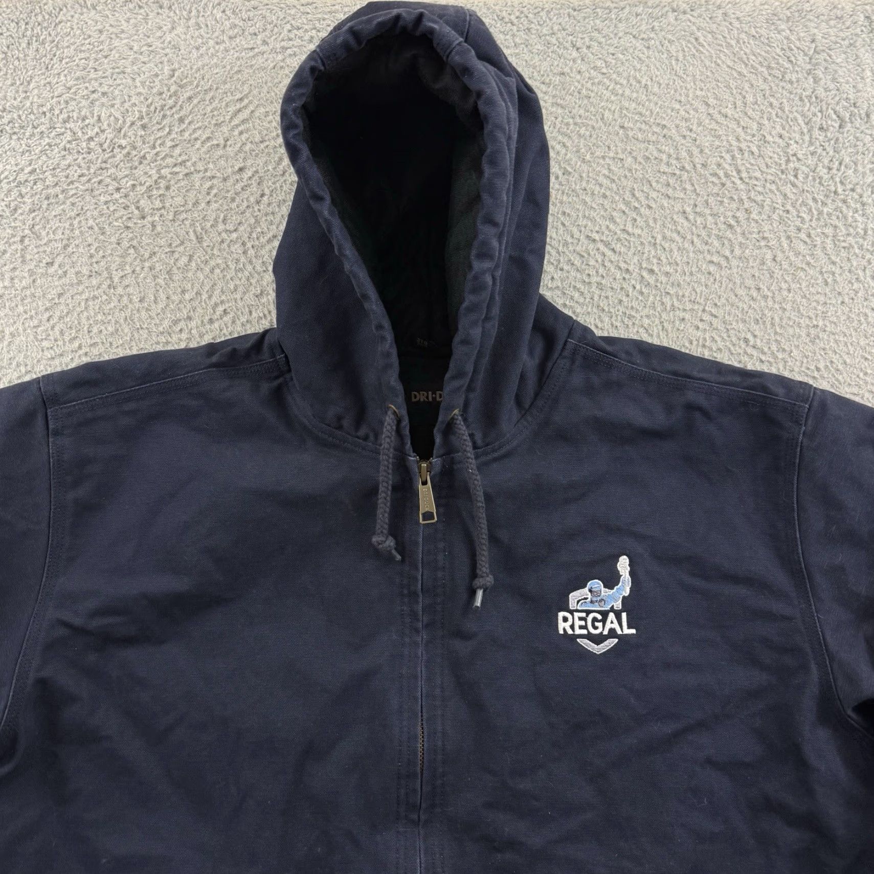 Carhartt VINTAGE Dri-Duck Mens Jacket Coat 2XL Blue Canvas Bomber Lined Zip Winter Casual Workwear 90s Outdoor USA Mens Size US XXL / EU 58 / 5 - 3 Thumbnail