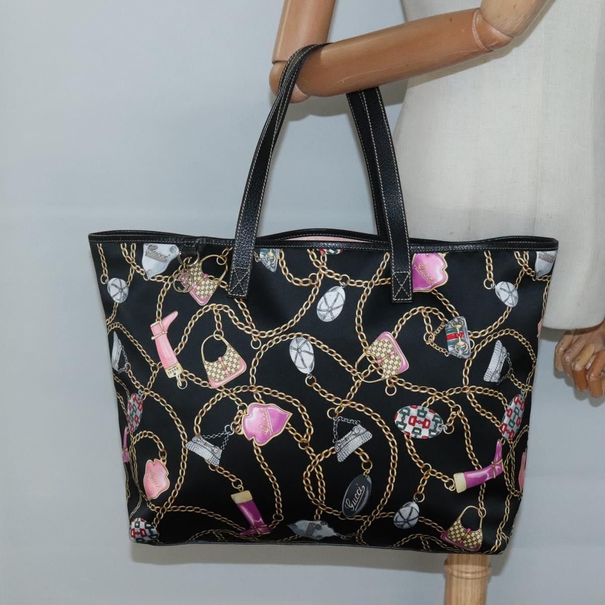 Gucci GUCCI Tote Bag Satin Outlet Black Gold Size ONE SIZE - 20 Thumbnail