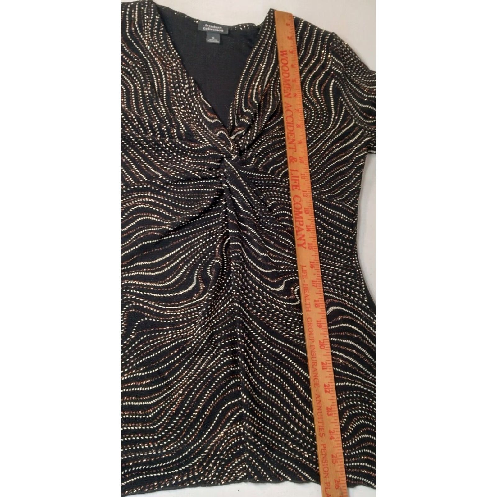 Vintage VINTAGE Dressbarn Collection Shirt Small Black Metallic Stretch Long Sleeve Women XS? (No, keep S) Size S / US 4 / IT 40 - 3 Thumbnail