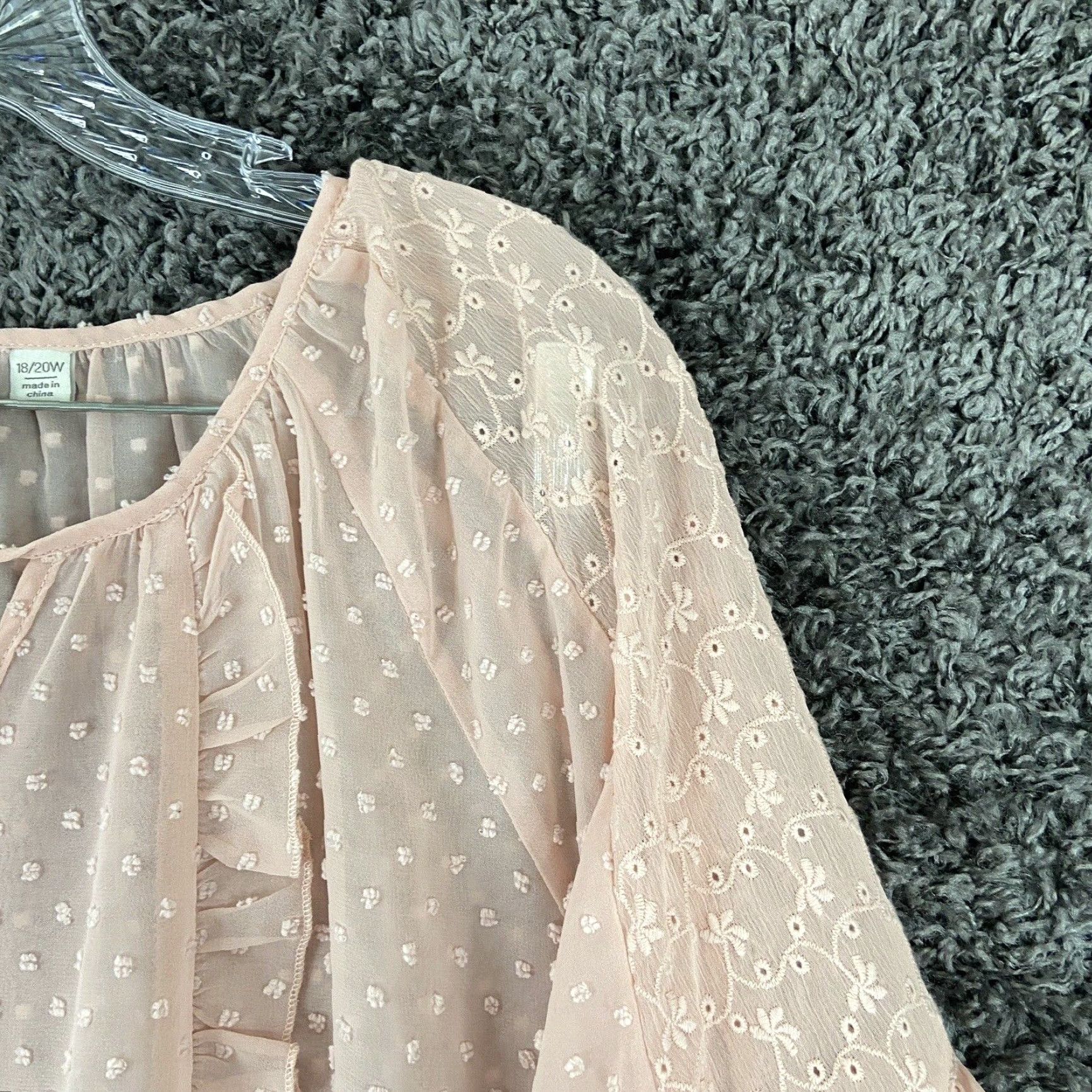 Pinko VINTAGE EST. 1946 Blouse Women 18W Plus Pink Peasant Sheer Long Sleeve Women 18 Size XXL / US 16-18 / IT 52-54 - 6 Thumbnail