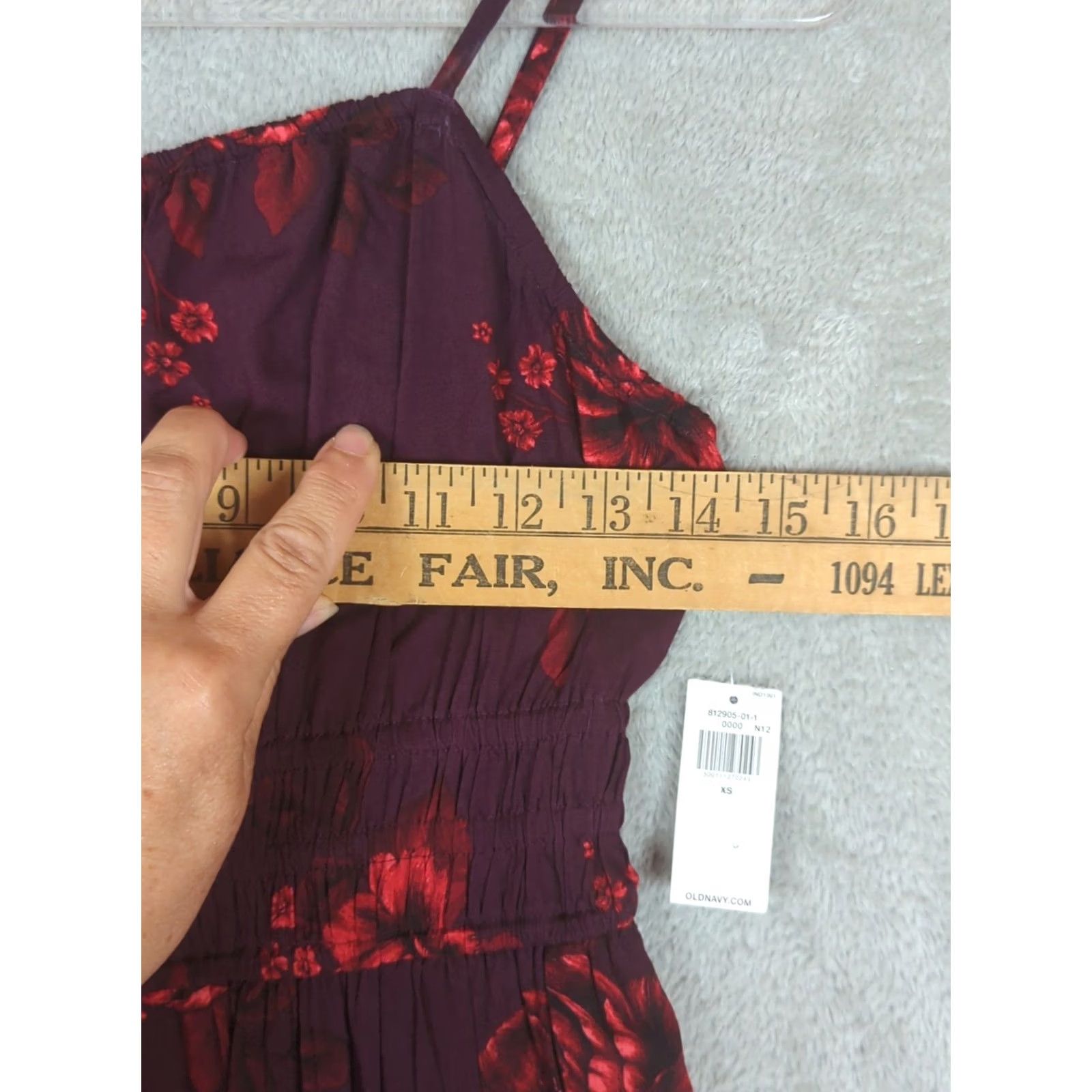 Old Navy Old Navy Women's Dress XS Purple Floral Cami Empire Waist Tiered Midi Sleeveless A-Line Bohemian Gothic Fit & Flare Pockets Straps Smocked Rayon Size XS / US 0-2 / IT 36-38 - 5 Thumbnail