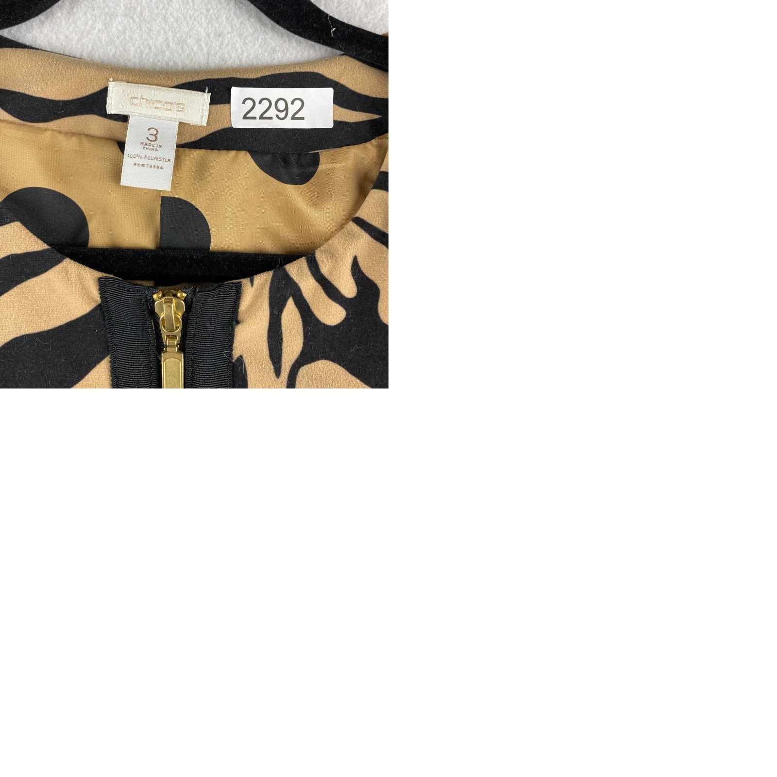 Vintage Chico's Jacket Womens 3 Black Orange Full Zip Tiger Polka Dot Pattern Pockets Size XS / US 0-2 / IT 36-38 - 11 Thumbnail