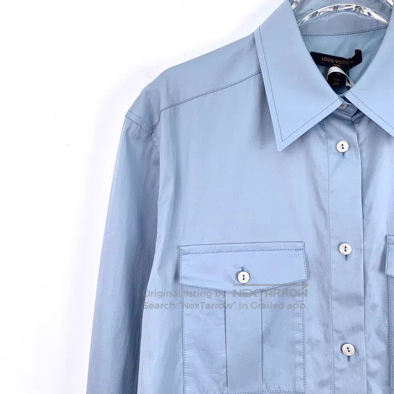 Louis Vuitton 24 Blue Cotton Lapel Single Breasted Long Sl