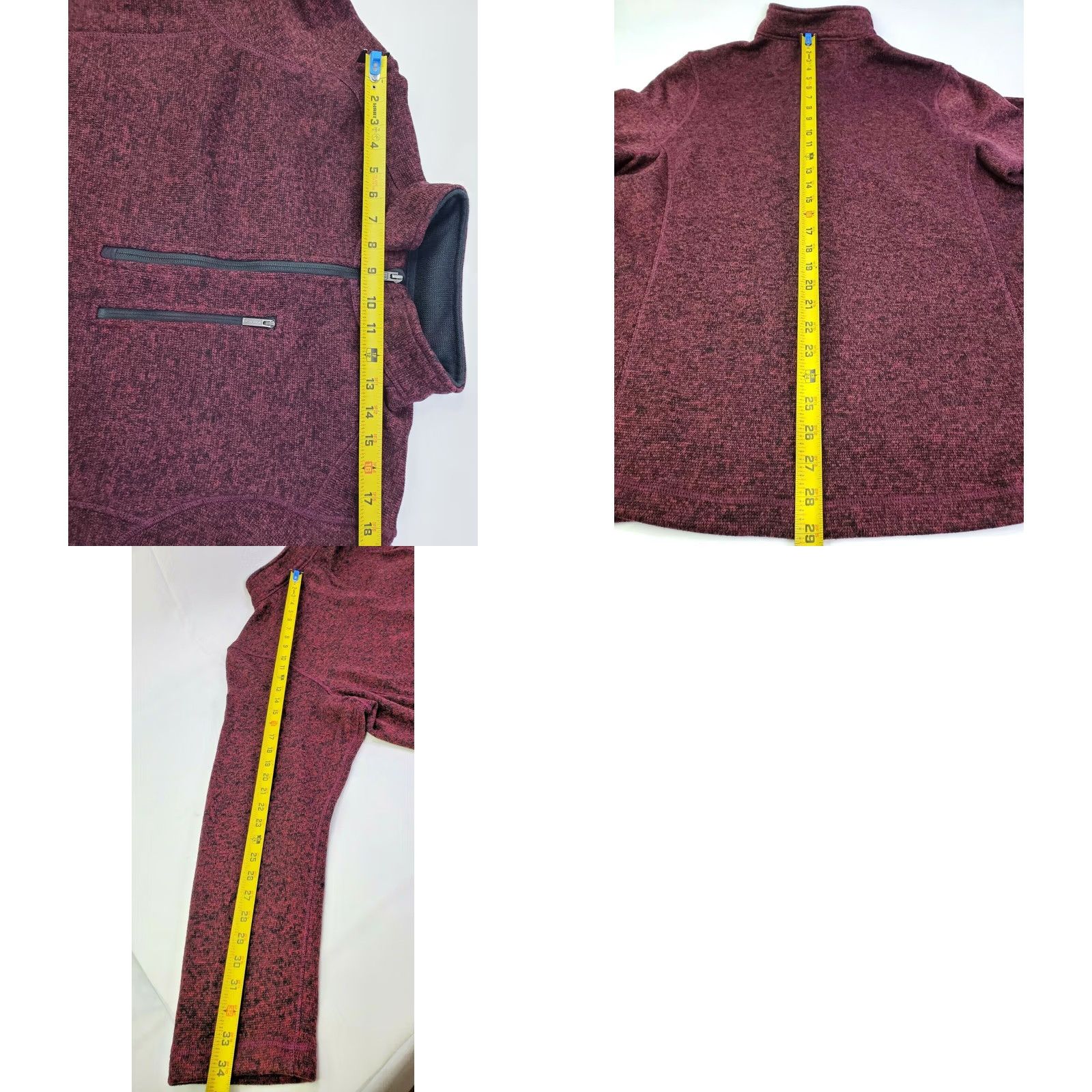 Vintage Woolrich Sweater Mens 2XL Maroon Burgundy & Black Pullover Quarter Zip Knit Men Polyester Size US XXL / EU 58 / 5 - 8 Thumbnail