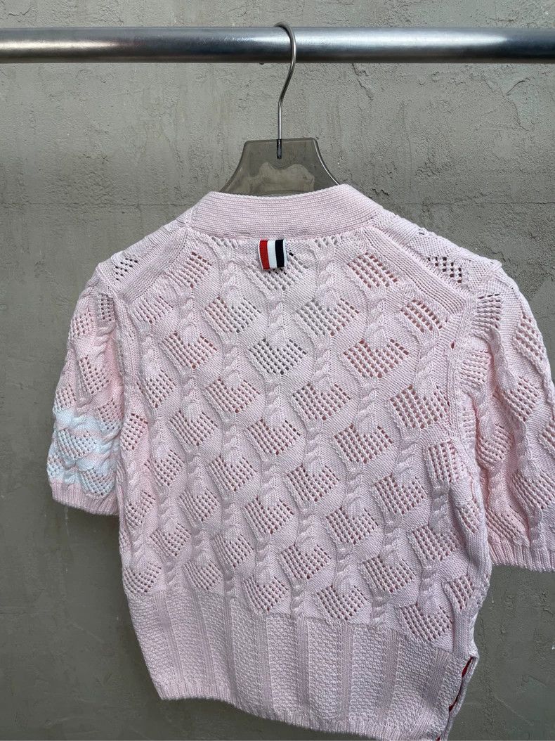Thom Browne Thom browne Cherry pink new four-striped jacquart knitted s Size XS / US 0-2 / IT 36-38 - 4 Thumbnail
