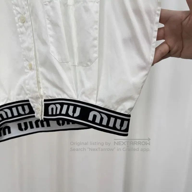 Miu Miu Miu Miu White Cotton Embroidered Logo Crop T-shirt . Size S / US 4 / IT 40 - 4 Thumbnail