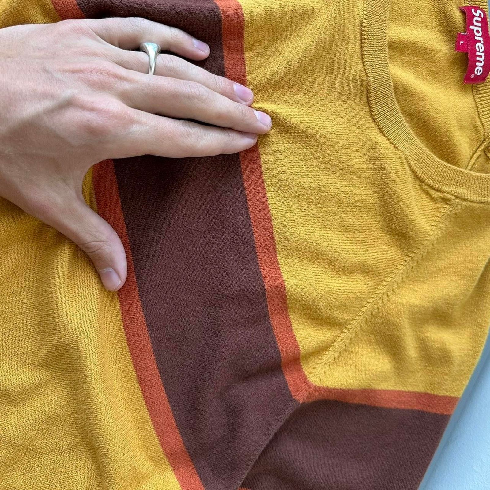 Supreme Supreme SS17 Short Sleeve Knit Striped Short Sleeve Sweater Size US L / EU 52-54 / 3 - 5 Thumbnail