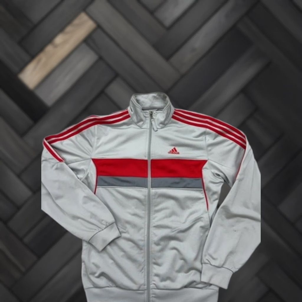 Adidas Adidas White Track Jacket Full Zip 3-Stripes Size D Polyester Men Size US S / EU 44-46 / 1 - 1 Thumbnail