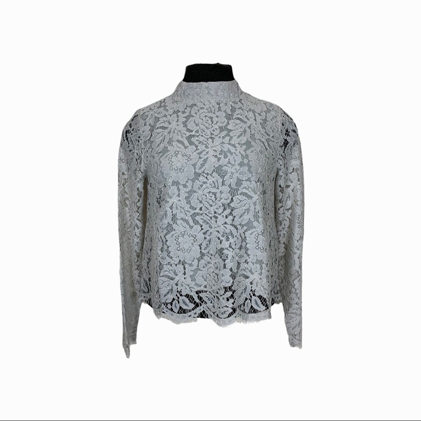 Chaser Brand Chaser Vintage Lace Mock Neck Top Light Gray M Size M / US 6-8 / IT 42-44 - 2 Thumbnail