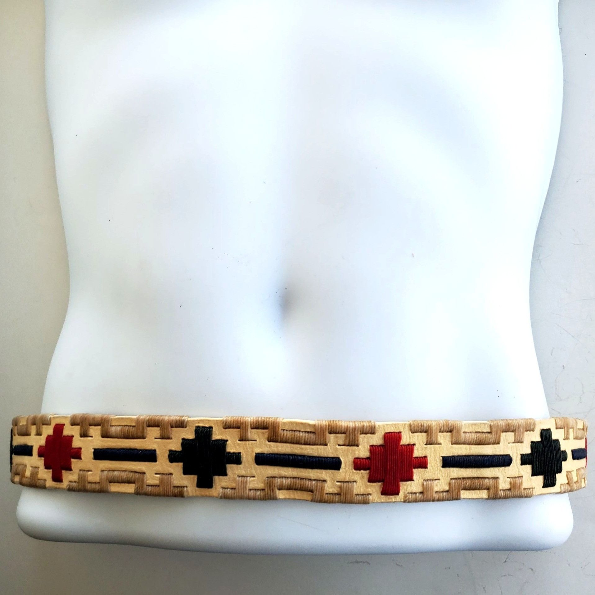 Handmade Vintage Handmade Rustic Cowhide Belt Mens Medium Wax Thread Size ONE SIZE - 1 Thumbnail