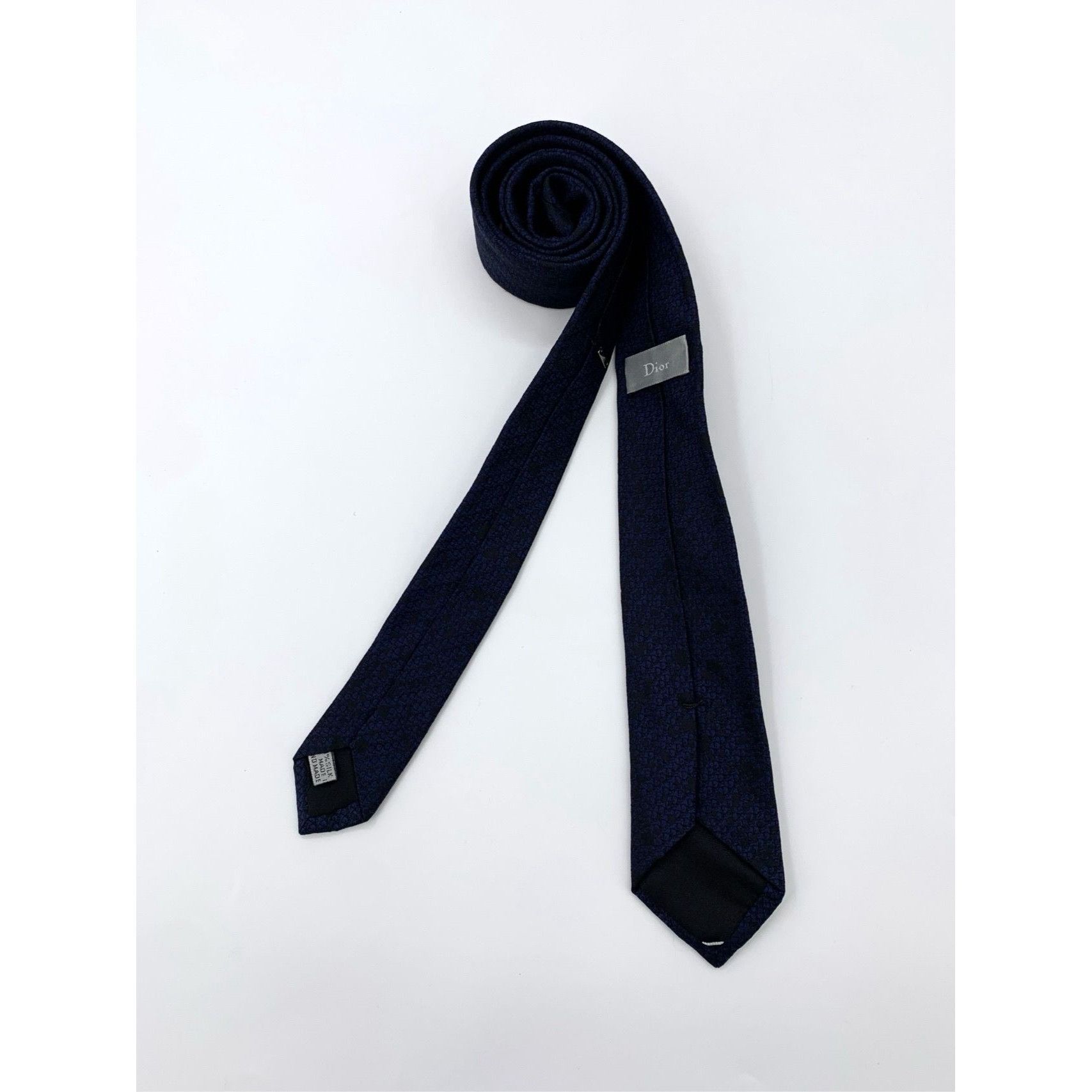 Dior Dior Navy Blue Patterned Silk Tie 153cm Size ONE SIZE - 2 Thumbnail