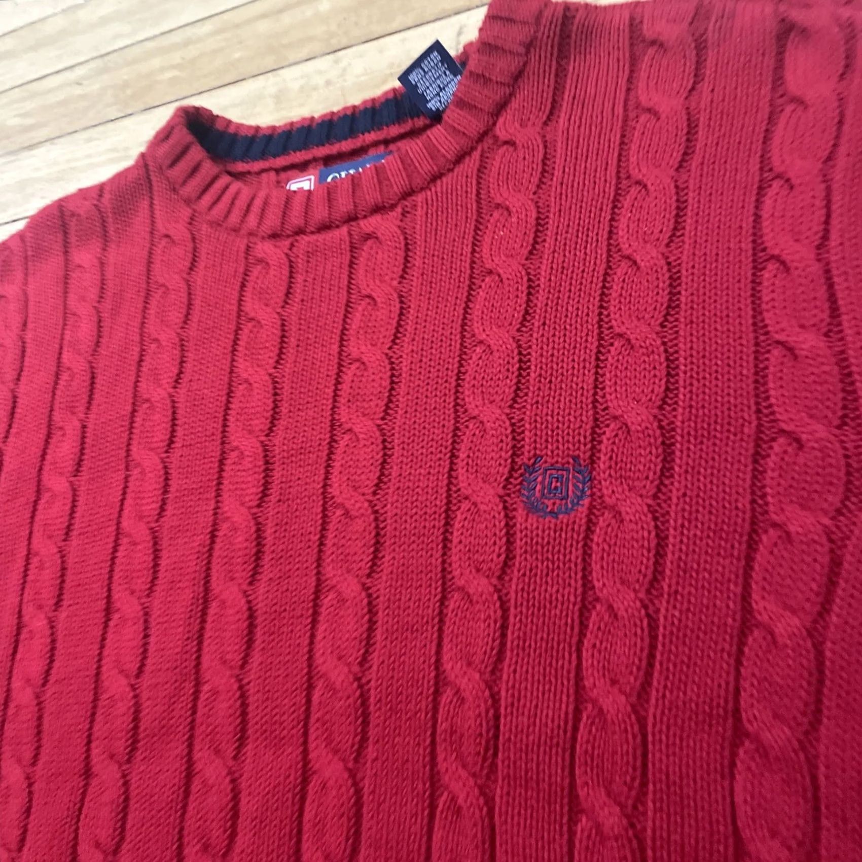 Chaps CHAPS Cable Knit Sweater Men M Red Crest logo Ribbed Stretch Vintage Y2k Classic Christmas Knit Size US M / EU 48-50 / 2 - 4 Thumbnail
