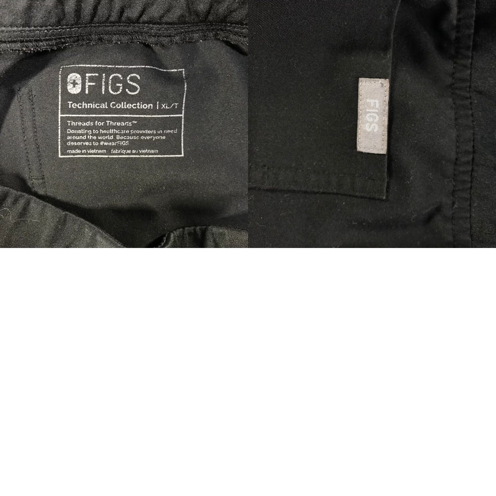 Vintage FIGS Technical Collection Black Jogger Scrub Pants XL-Tall W18SW200ST Women XS? XL-T? No, keep as XL-Tall. Size 40" / US 18 - 8 Thumbnail