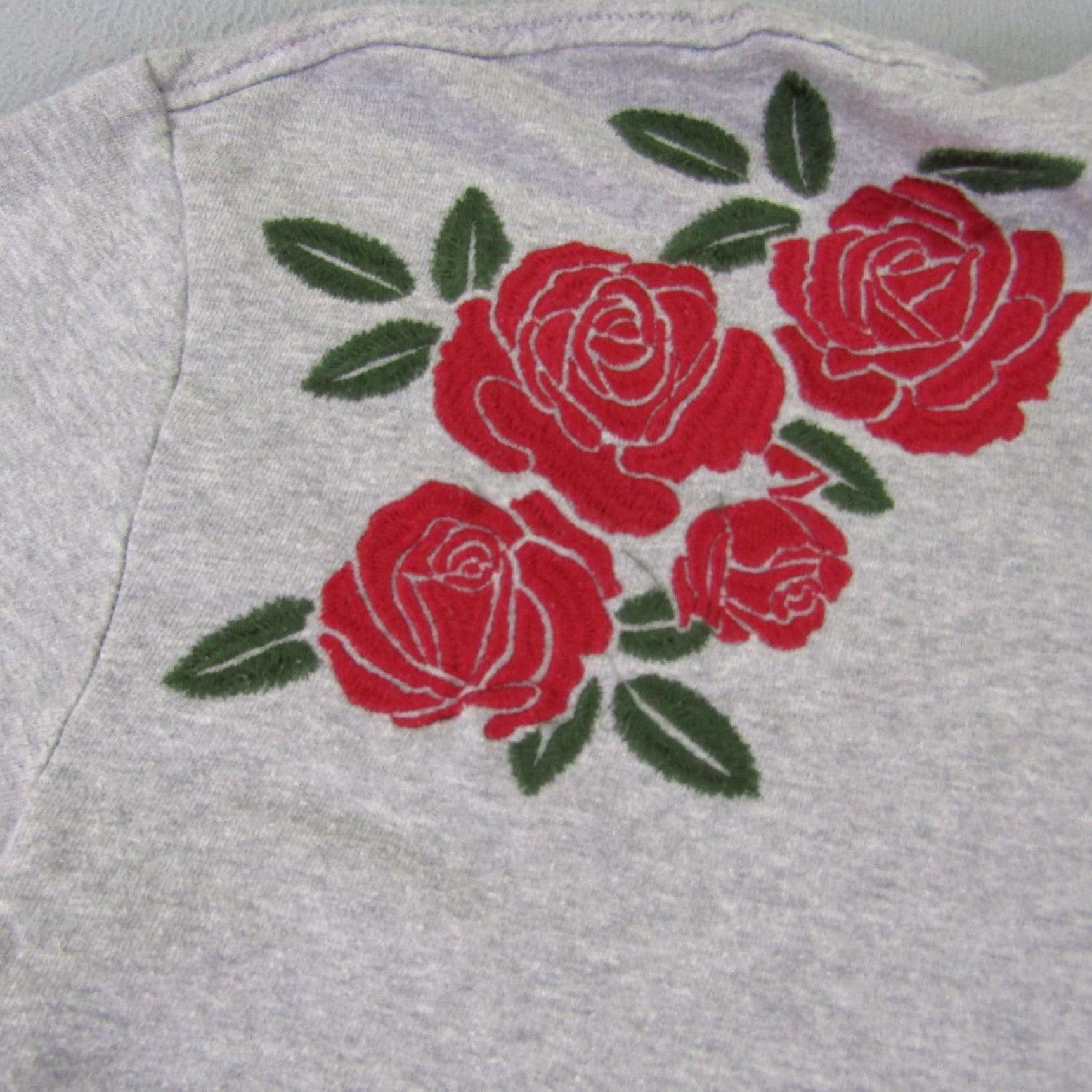 Pacsun PacSun Hoodie Women's Medium Gray Oversized Embroidered Rose Pullover Sweatshirt Womens Size M / US 6-8 / IT 42-44 - 4 Thumbnail